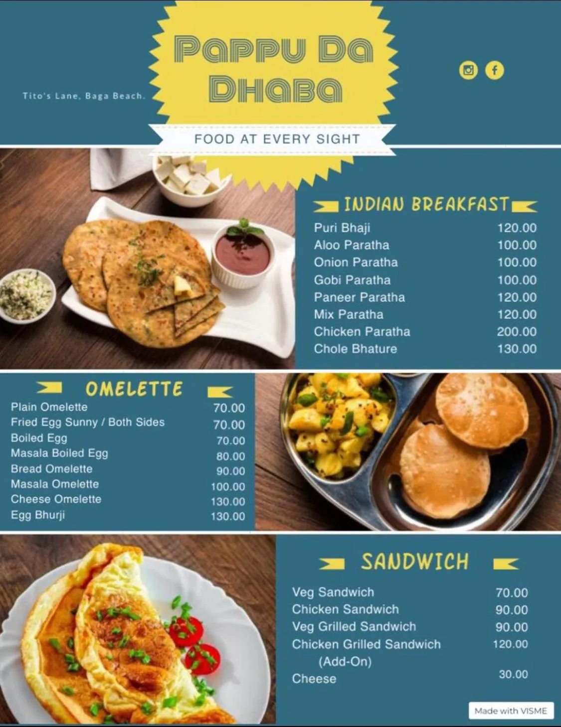 Food and drinks in Aariv Inn BAGA BEACH