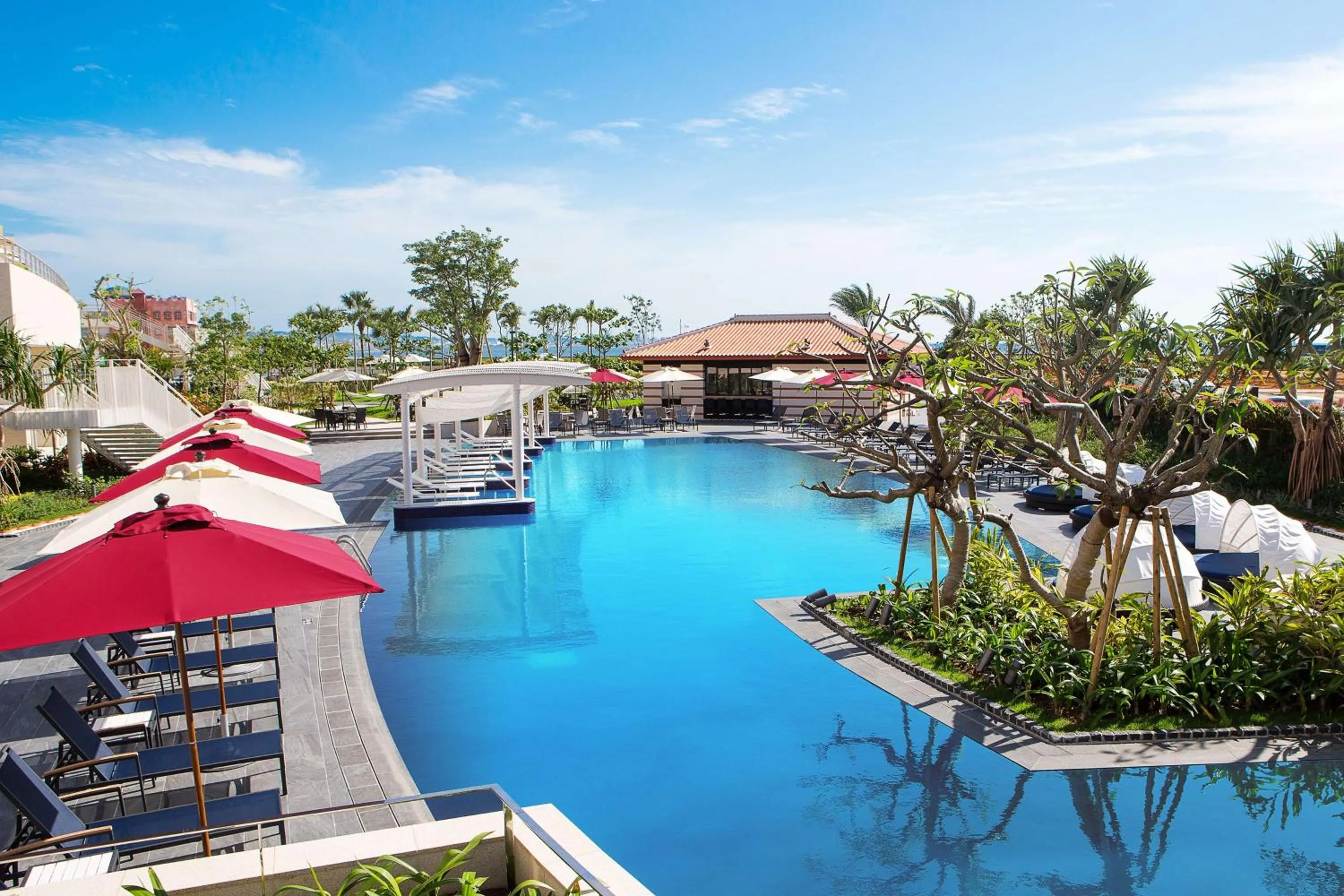 Pool view in Hilton Okinawa Chatan Resort