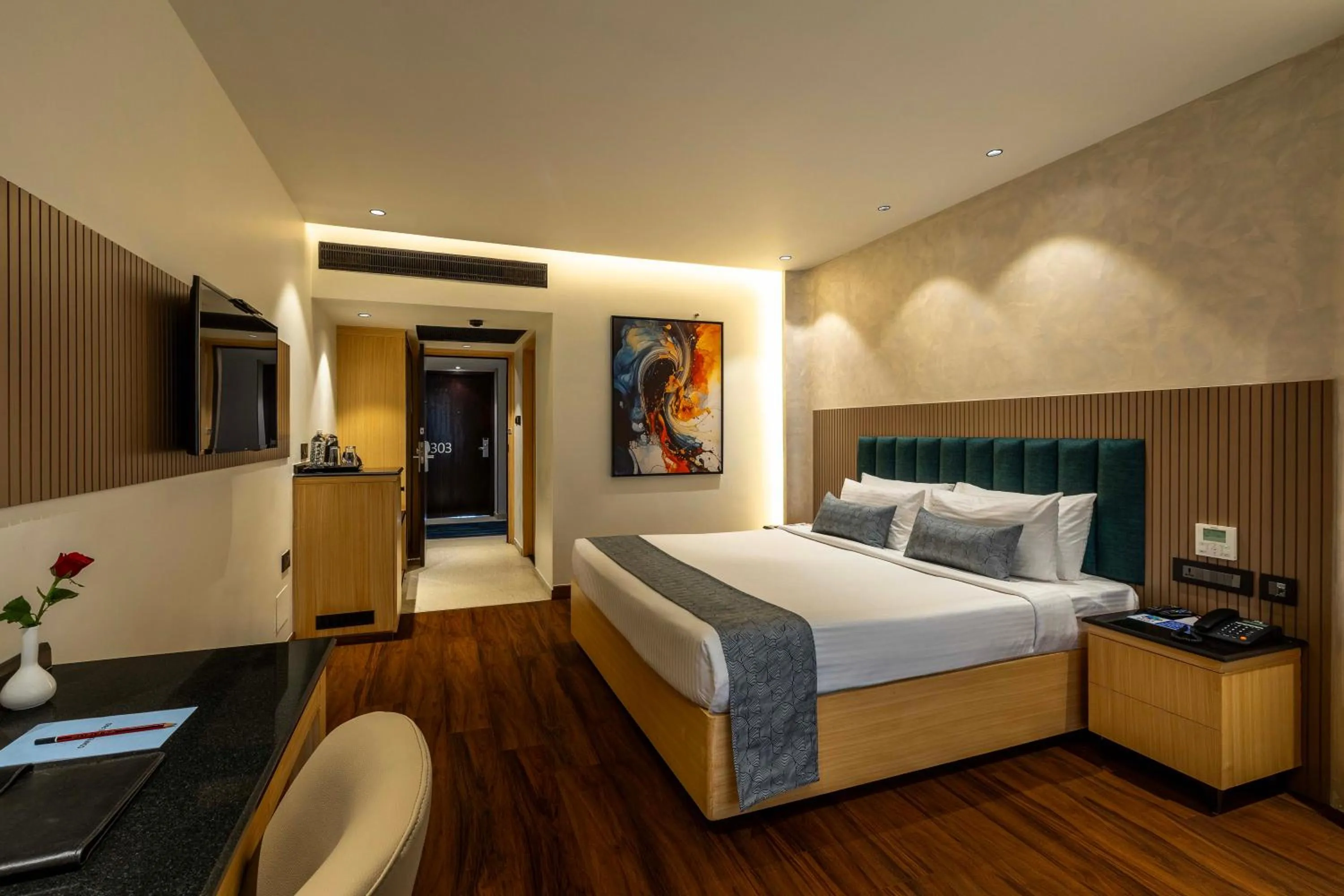 Photo of the whole room, Bed in Citrine