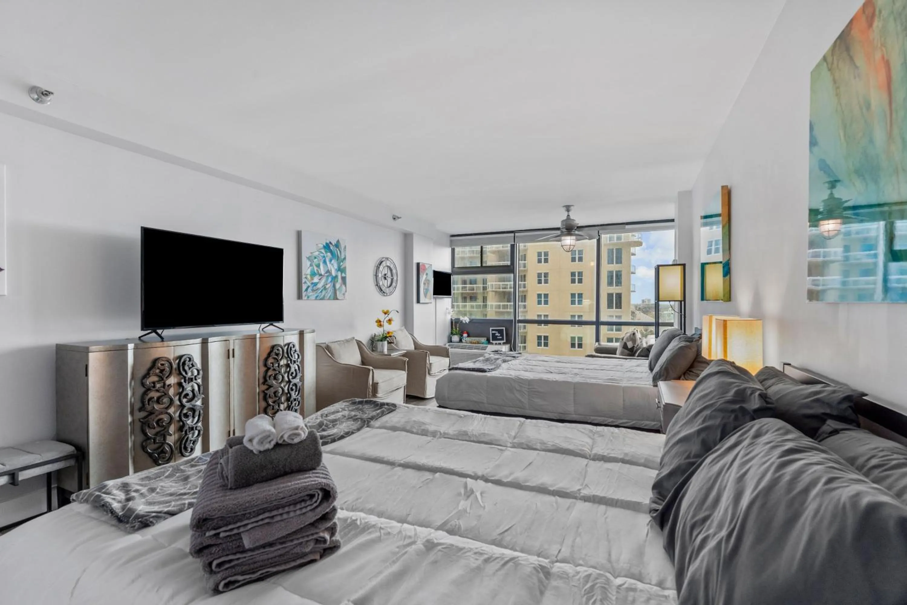 Bed in oceanside inn