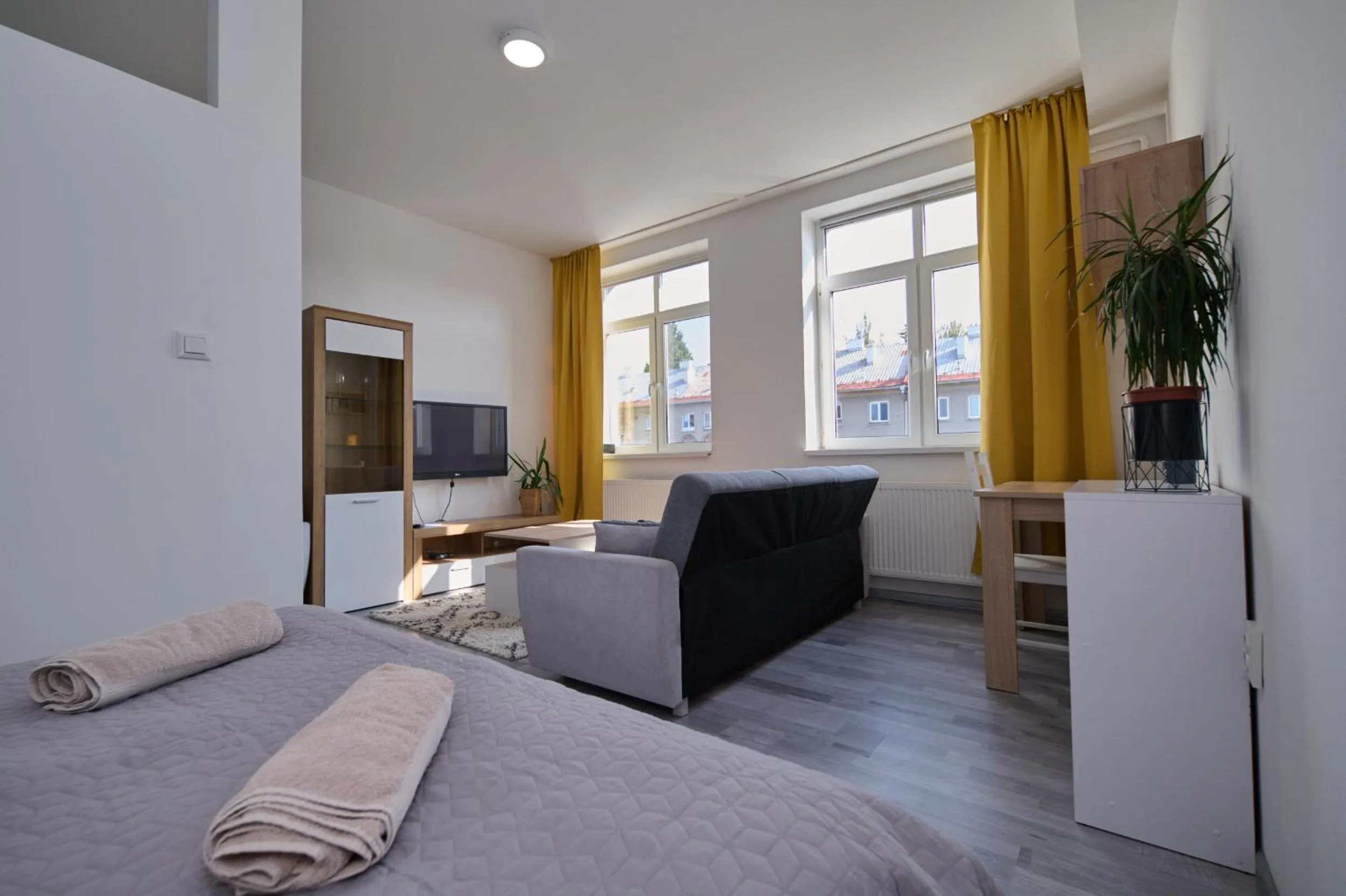 Living room, Bed in Central Apartments