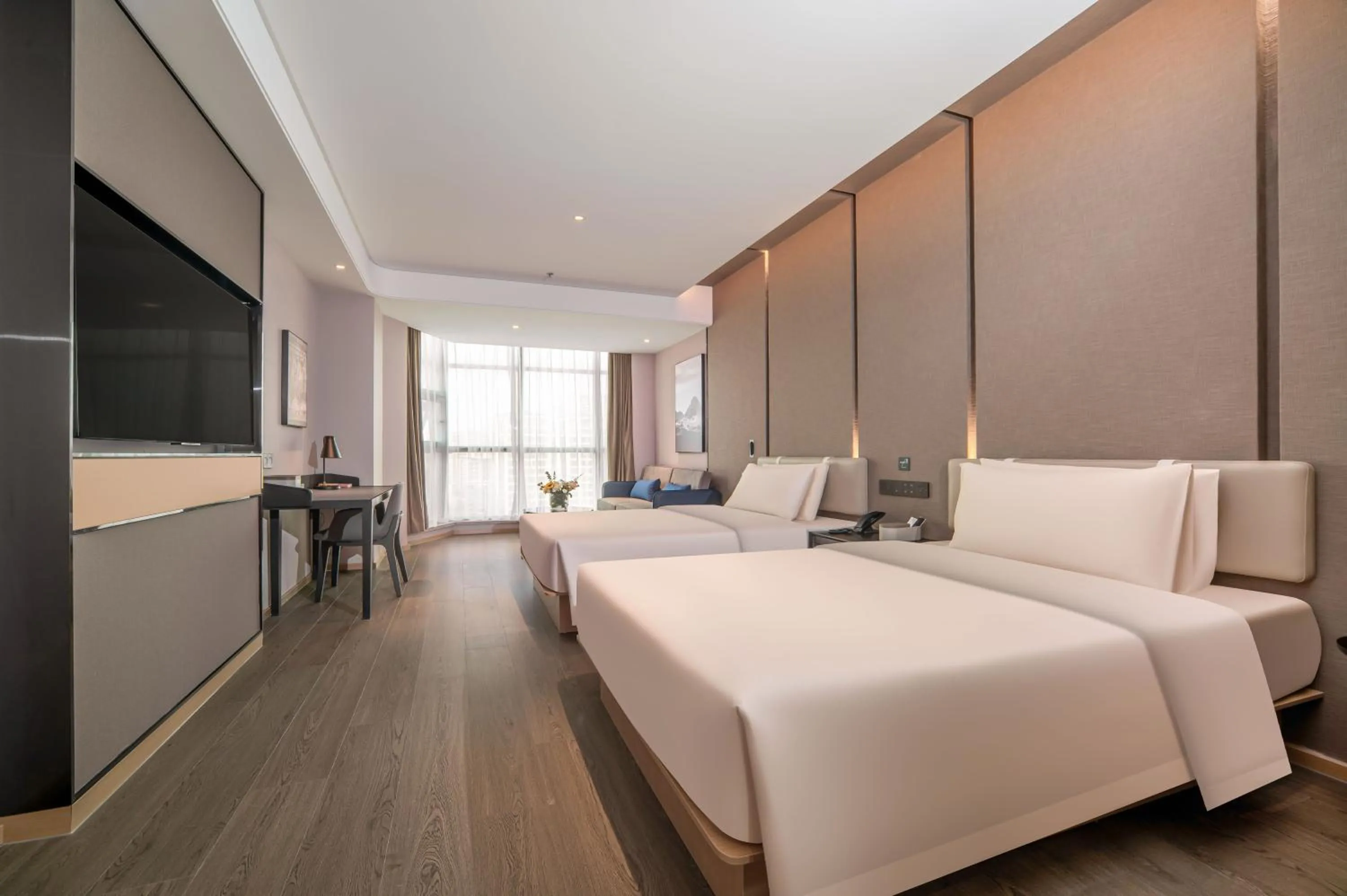 Seating area, Bed in Atour Hotel Wuxi New District Nanchan Temple Scenic Area