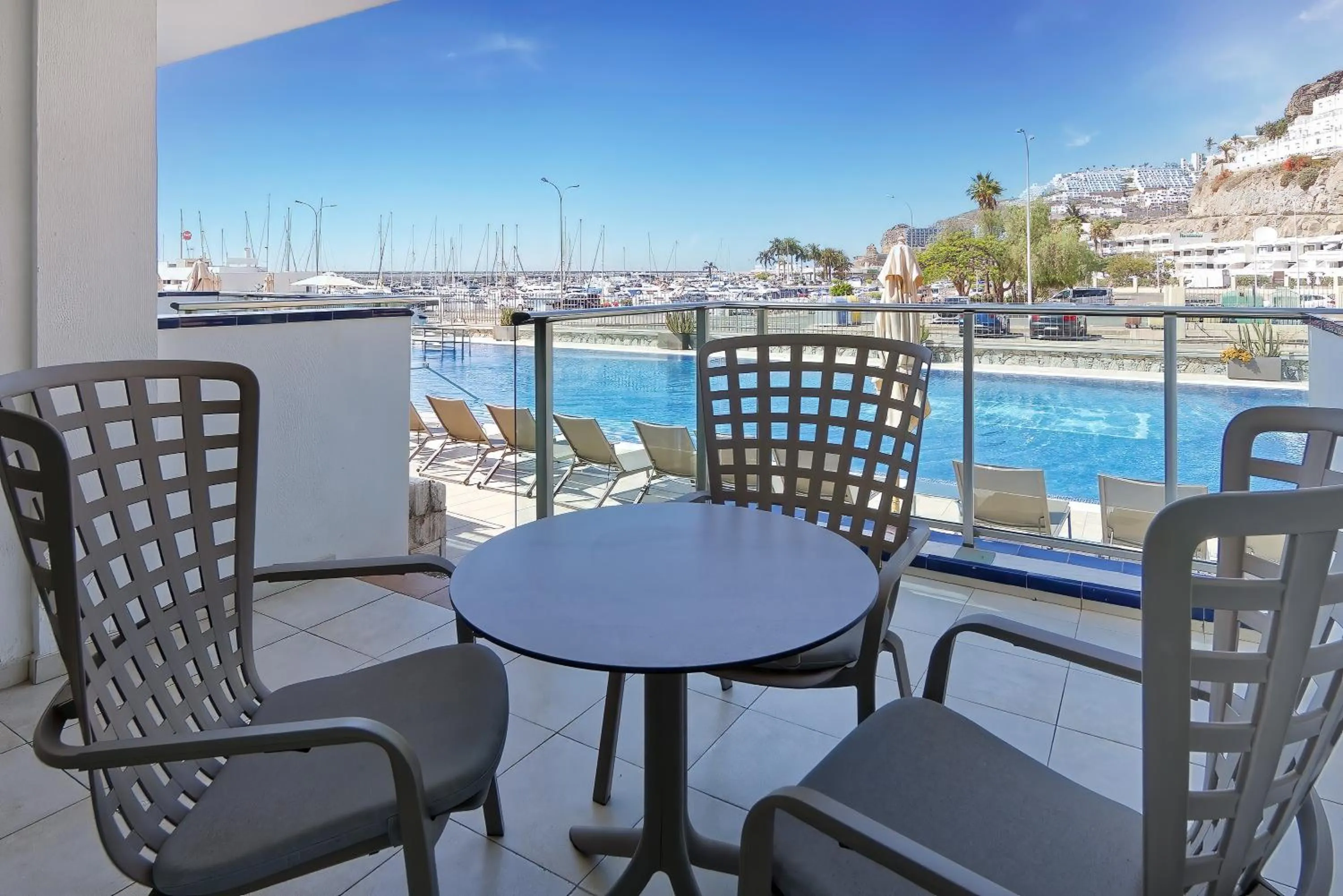 Pool view in Morasol Suites