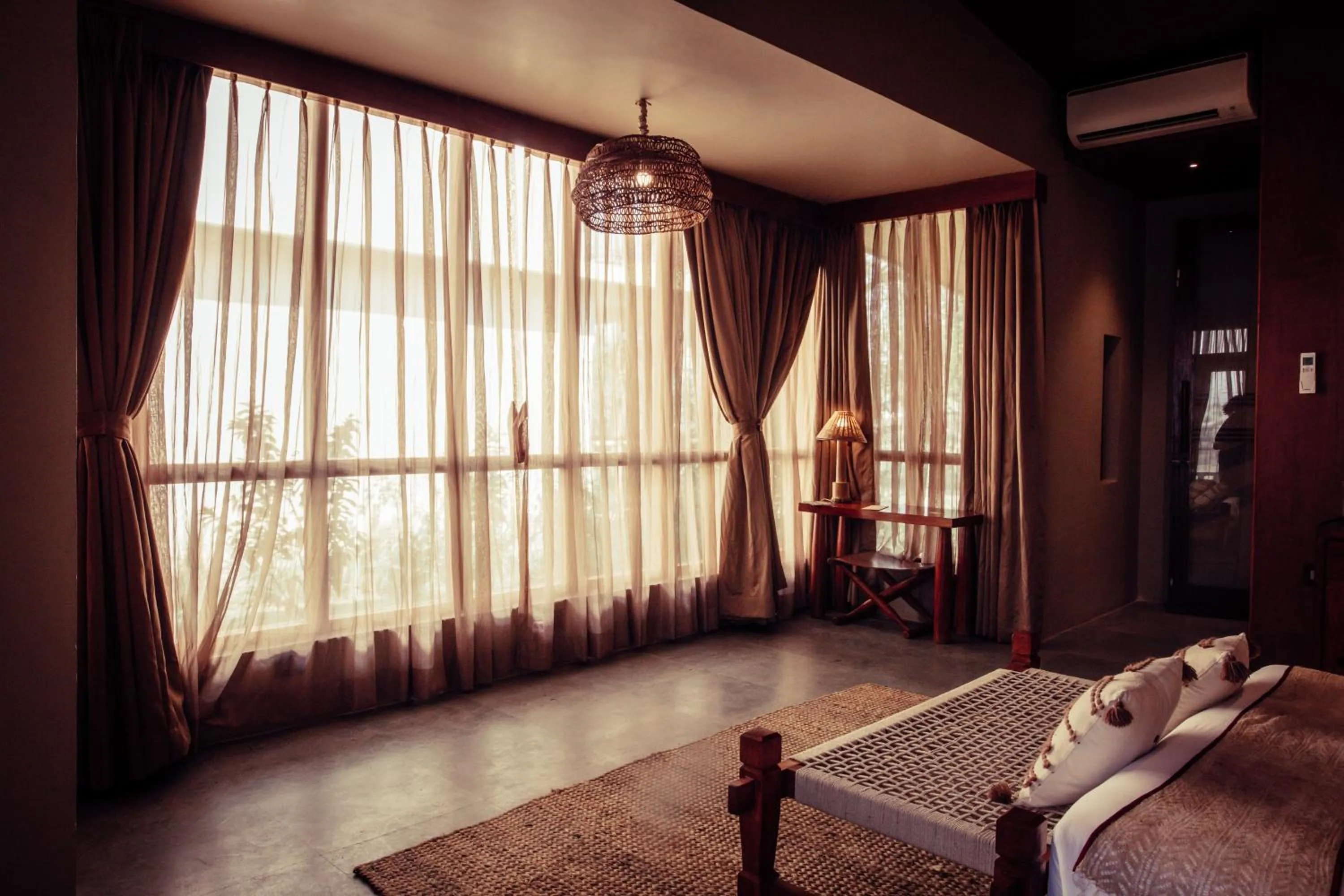 View (from property/room), Bed in Sanctuary Chitwan National Park