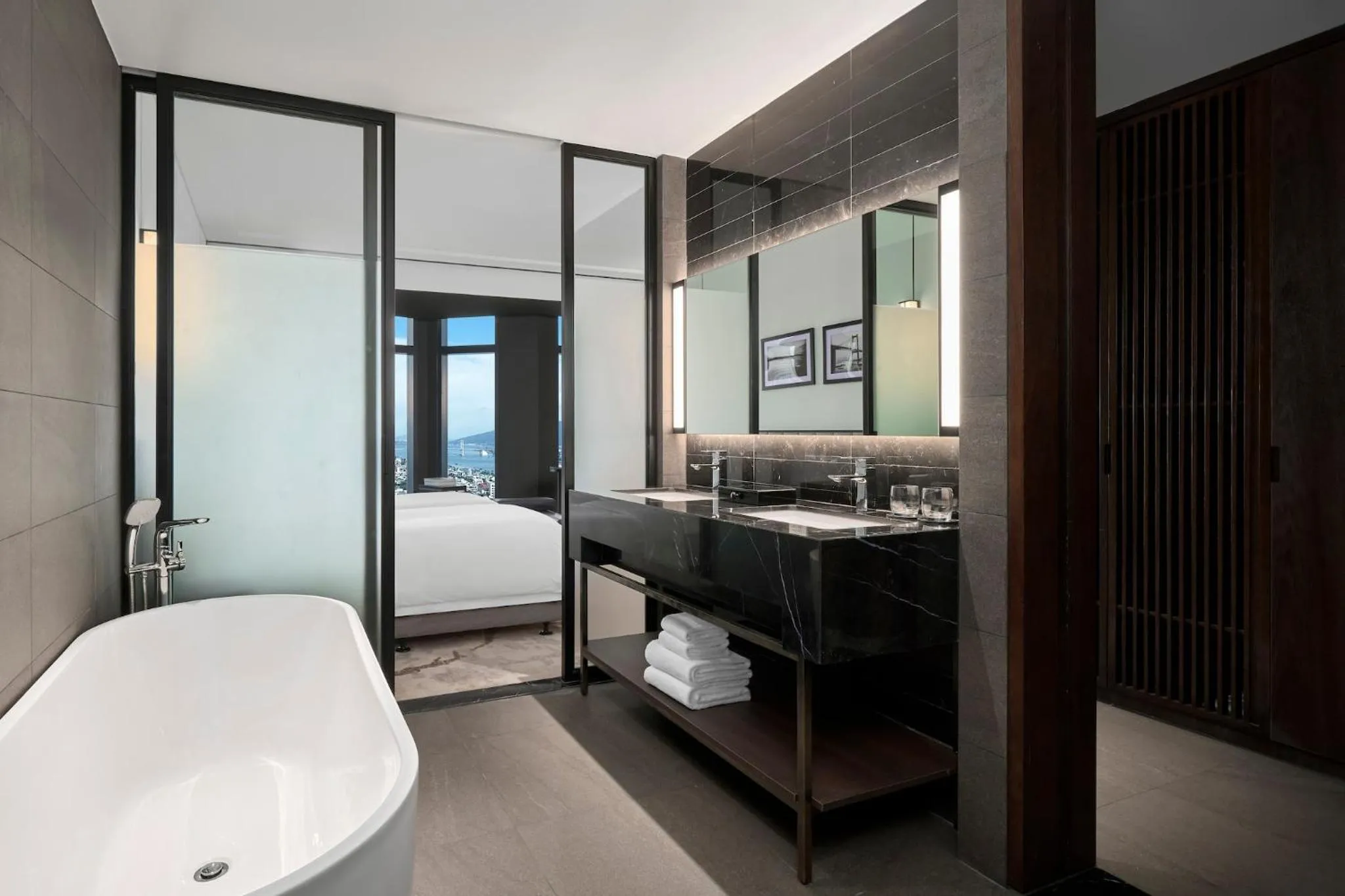 Bathroom, Bed in Crowne Plaza Danang City Centre by IHG