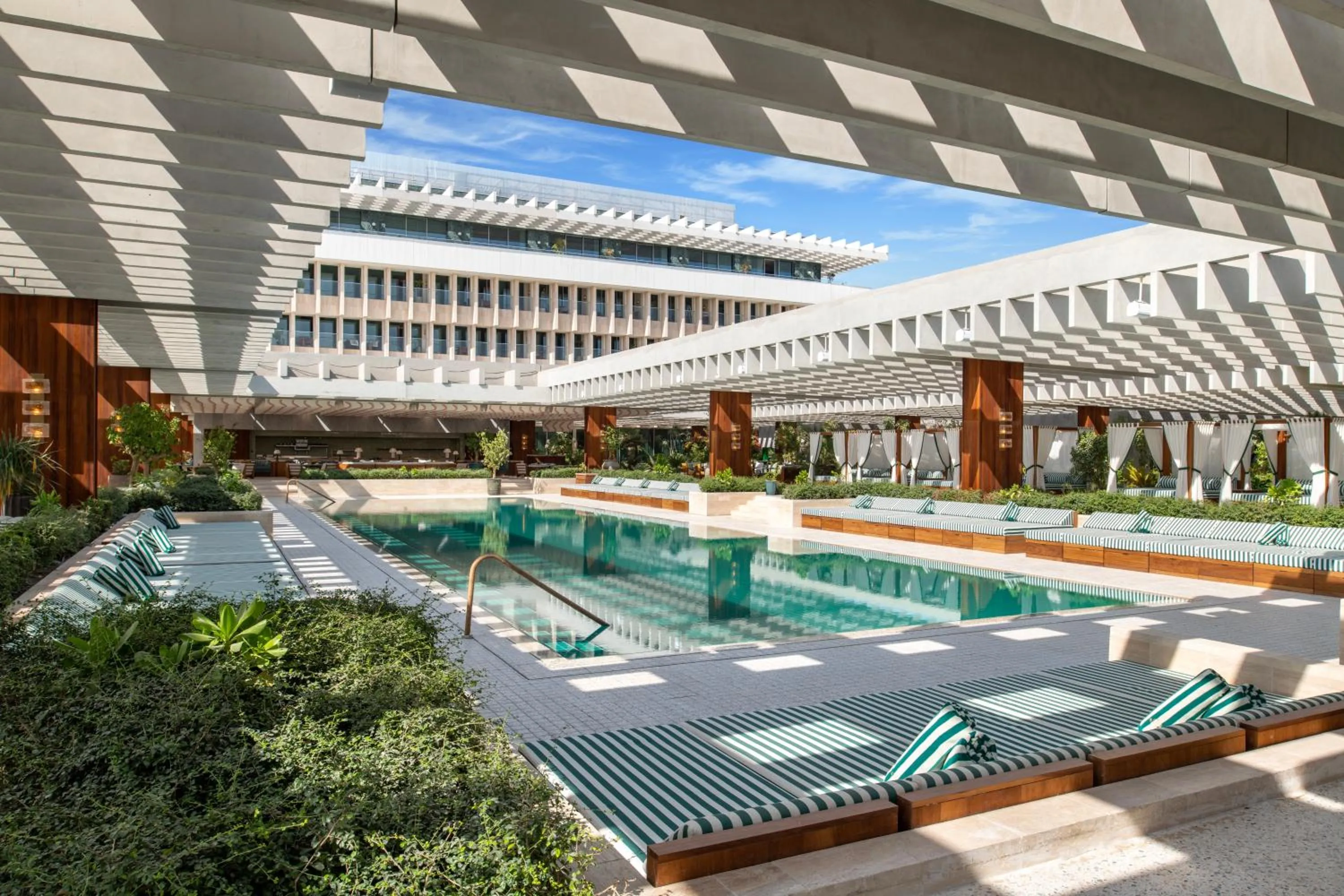 Pool view in The Ned Doha