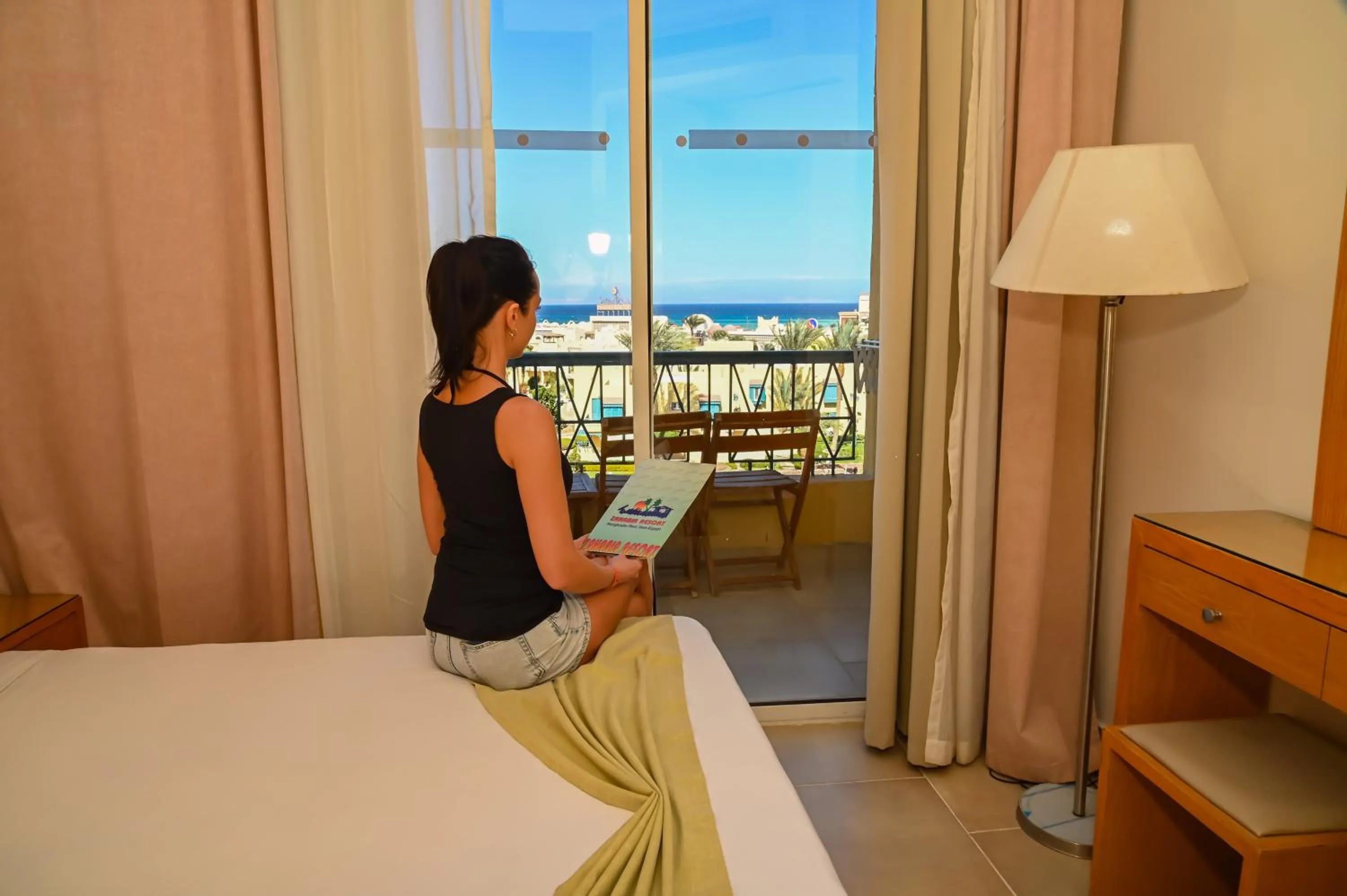 View (from property/room), Bed in Eagles Downtown Zahabia Resort & Aqua Park