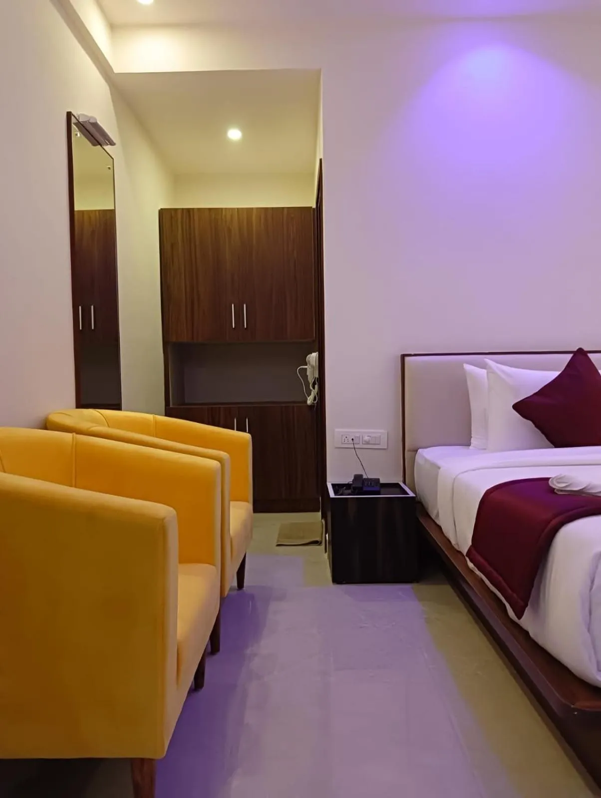 Seating area, Bed in Villa Grand Hotel Near Kempegowda International Airport