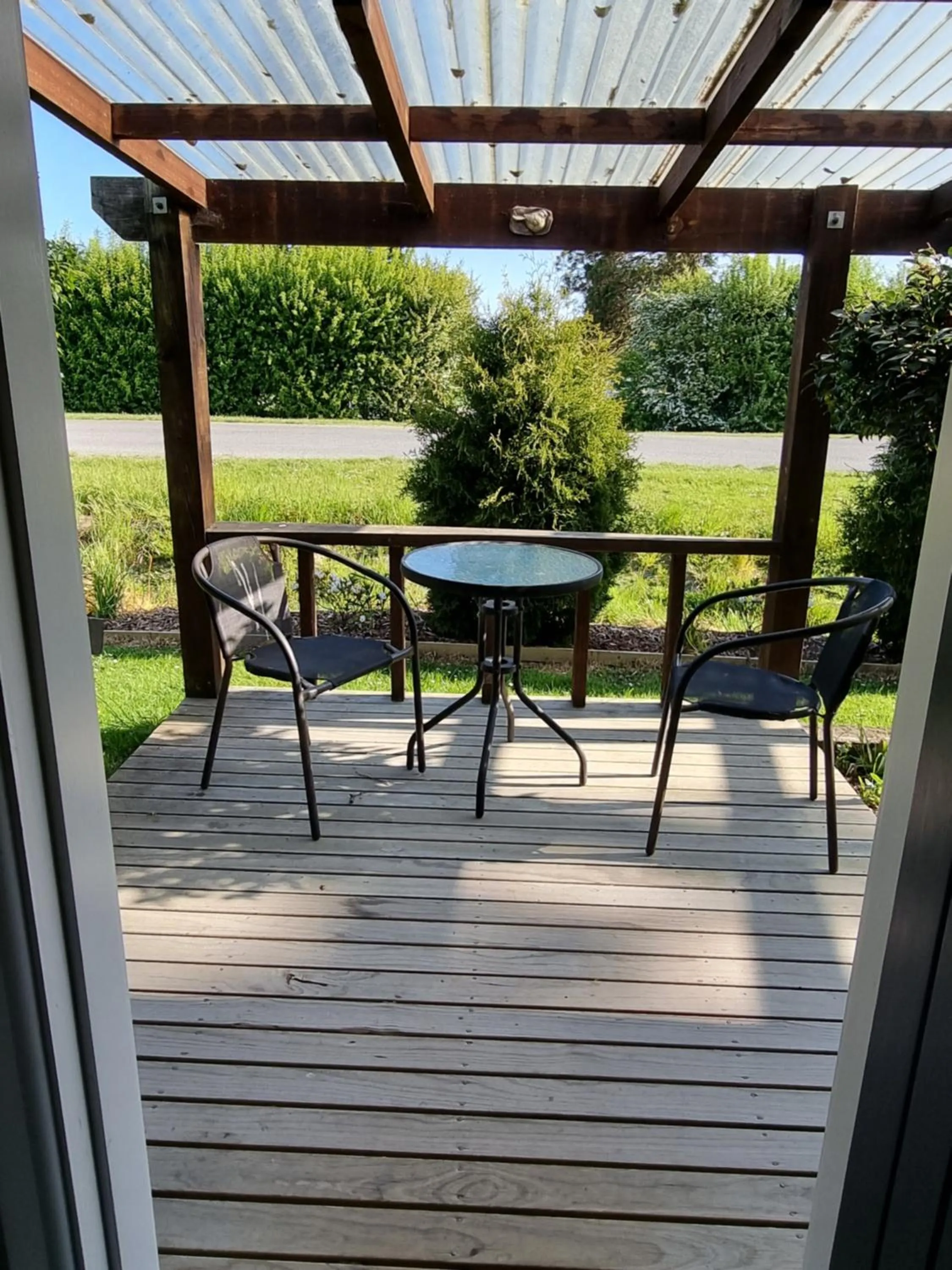 Patio in Cheviot Motels, Cabins and Camp