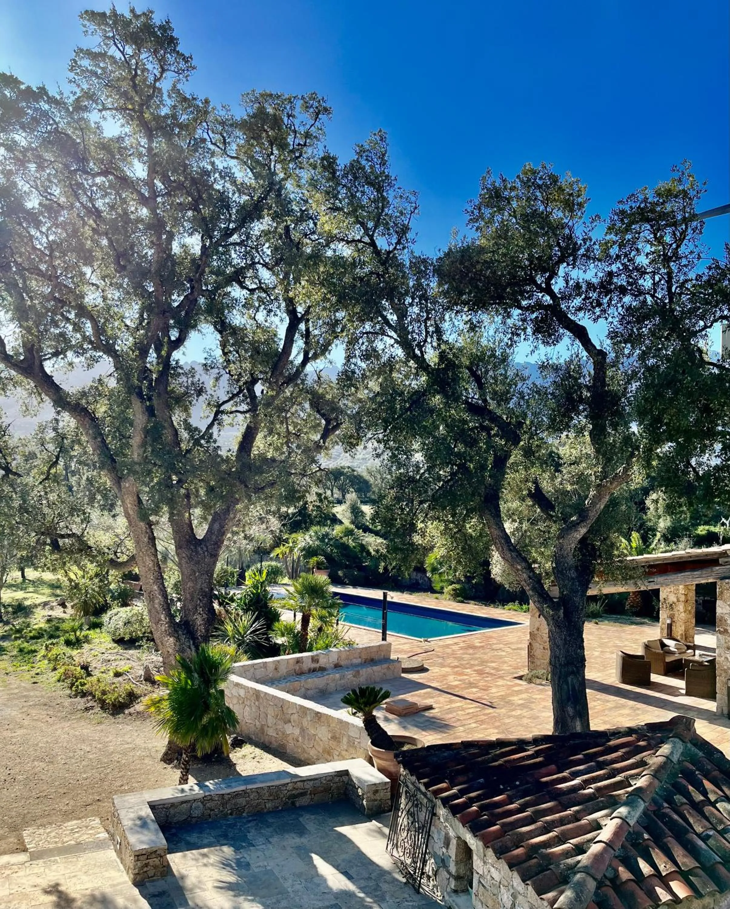 Pool view in Domaine du Reginu