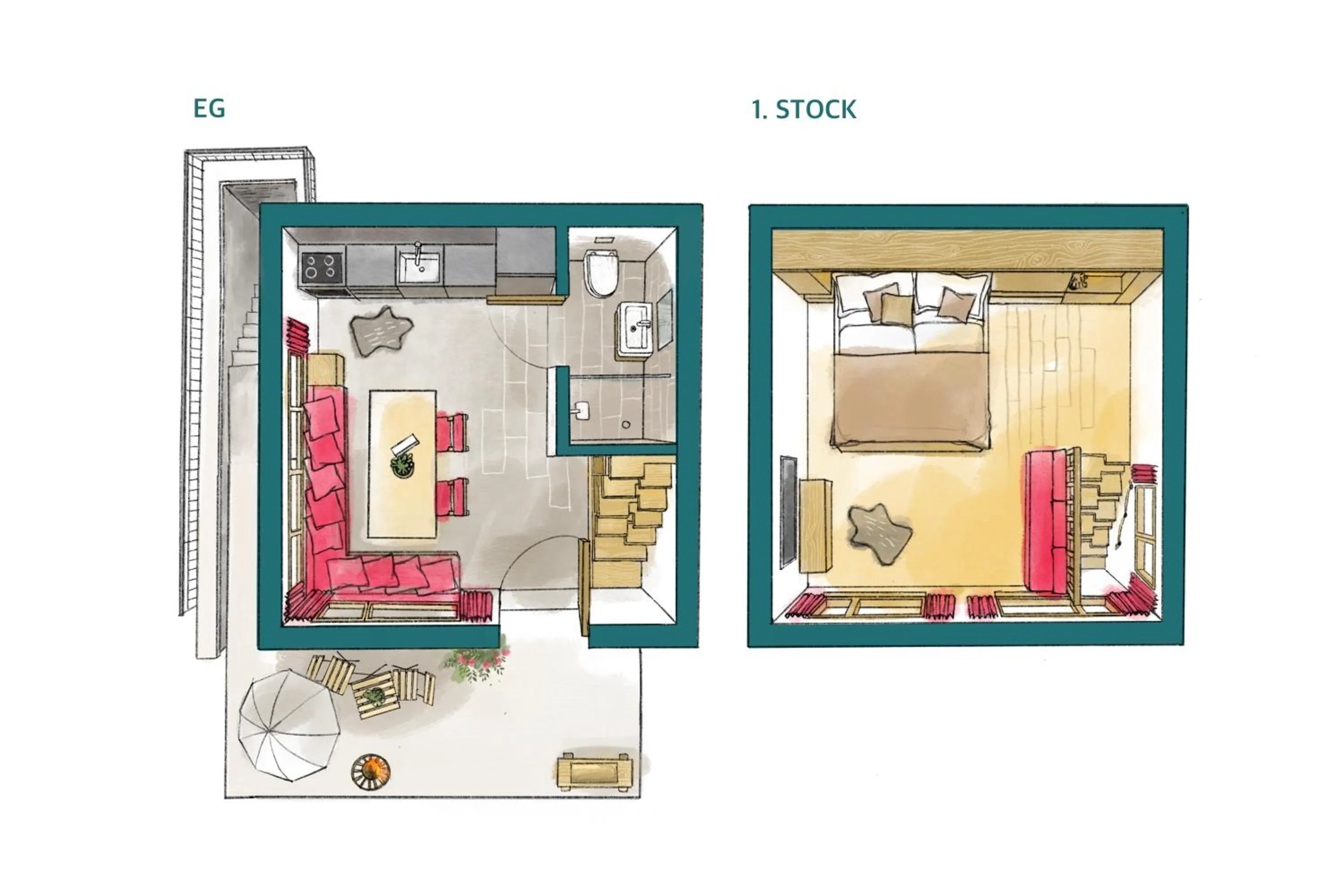 Floor plan in Piccola Fiamma by Pizzo Fiamma