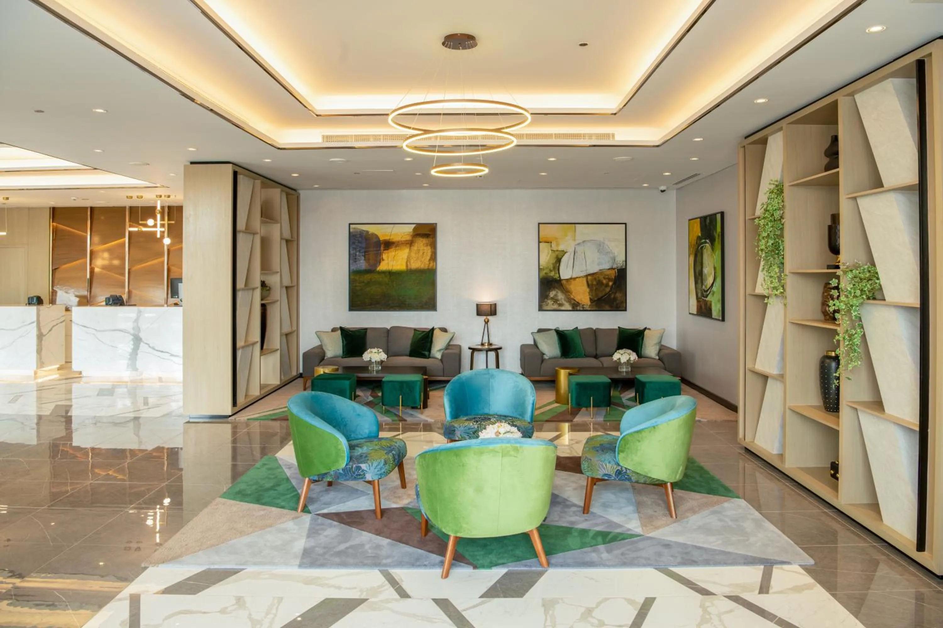 Lobby or reception in DAMAC Hills 2 Hotel, an Edge by Rotana Hotel