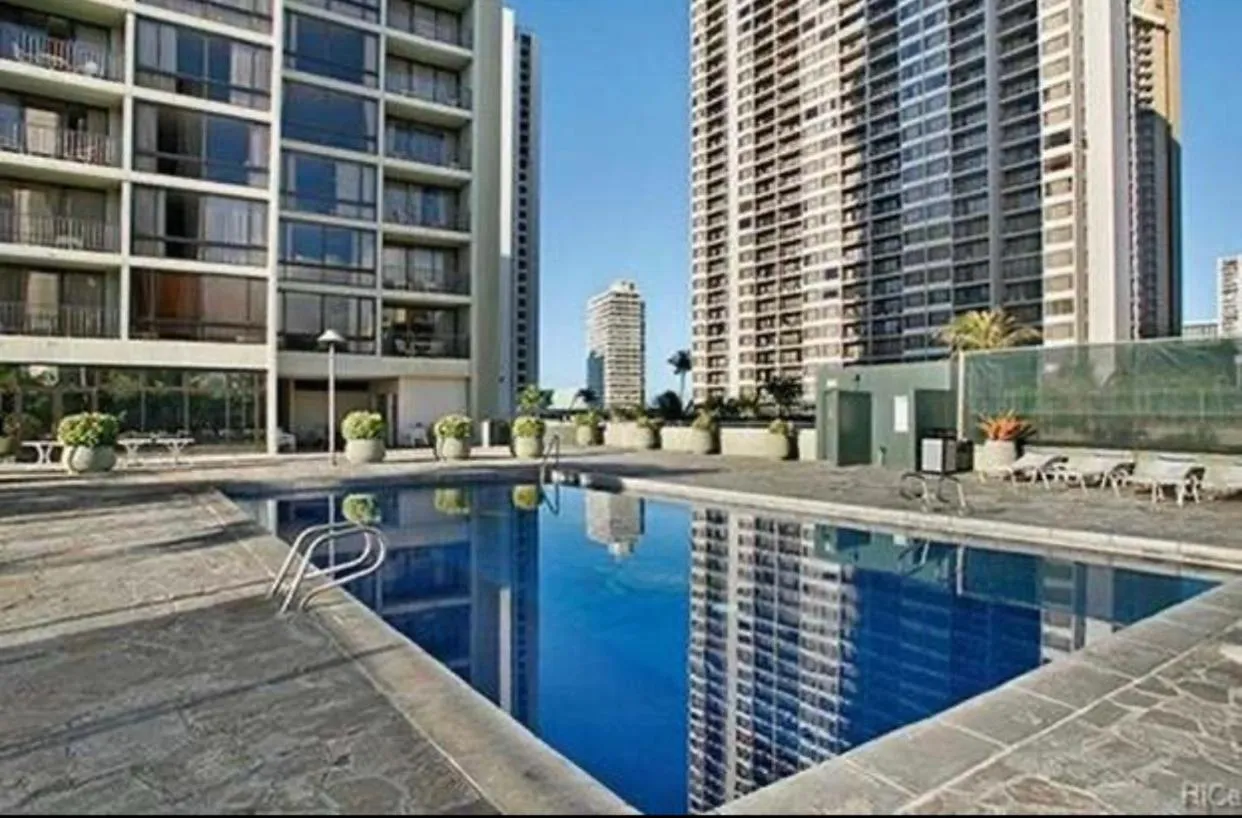 Swimming pool in Newly renovated luxury, modern style Waikiki Sunset Hotel Ocean view Freeparking