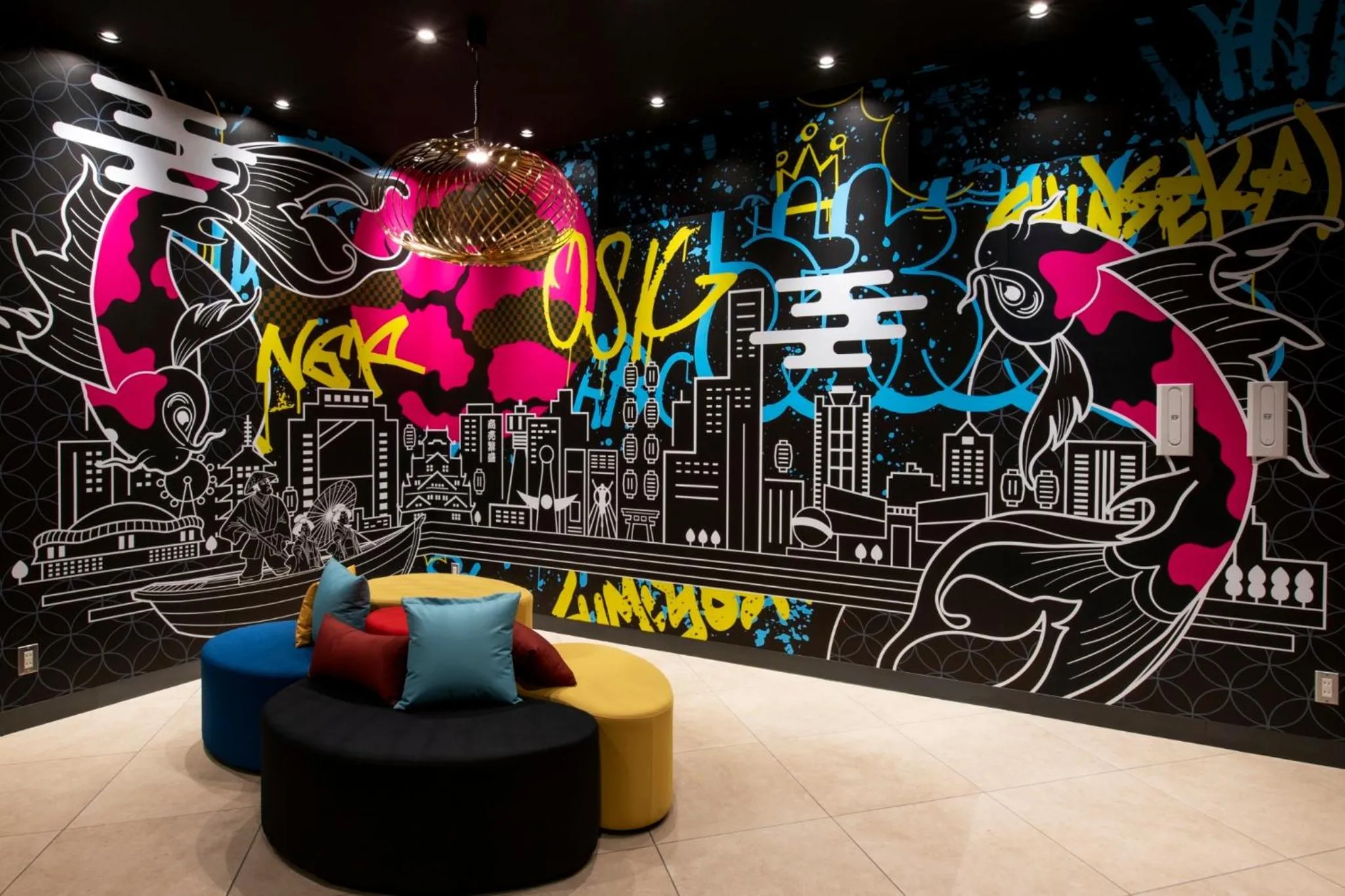 Seating area in Just Sleep Osaka Shinsaibashi