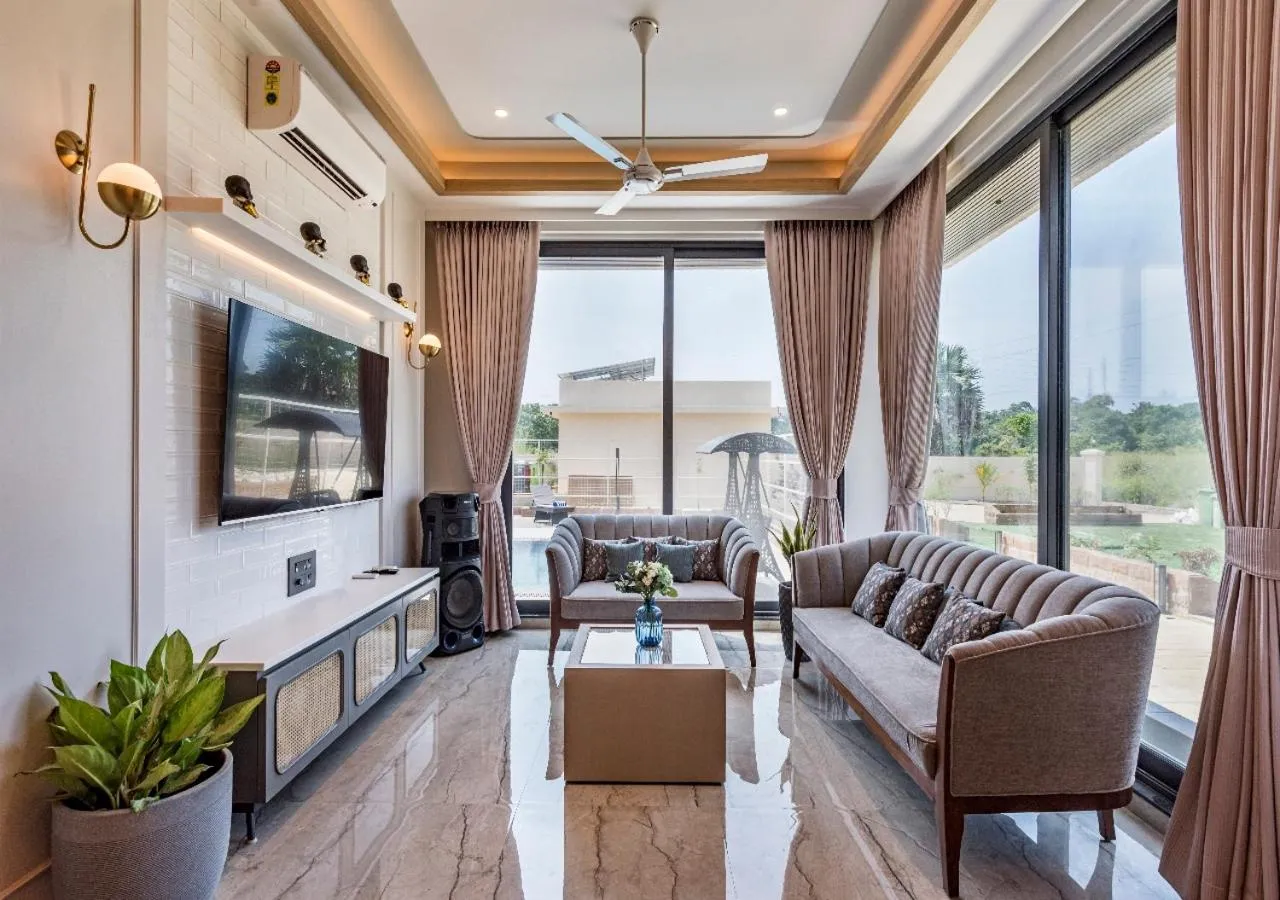 SaffronStays Nishta - 4BR pet-friendly villa with pool, turf, gazebo & terrace BBQ views in Alibaug