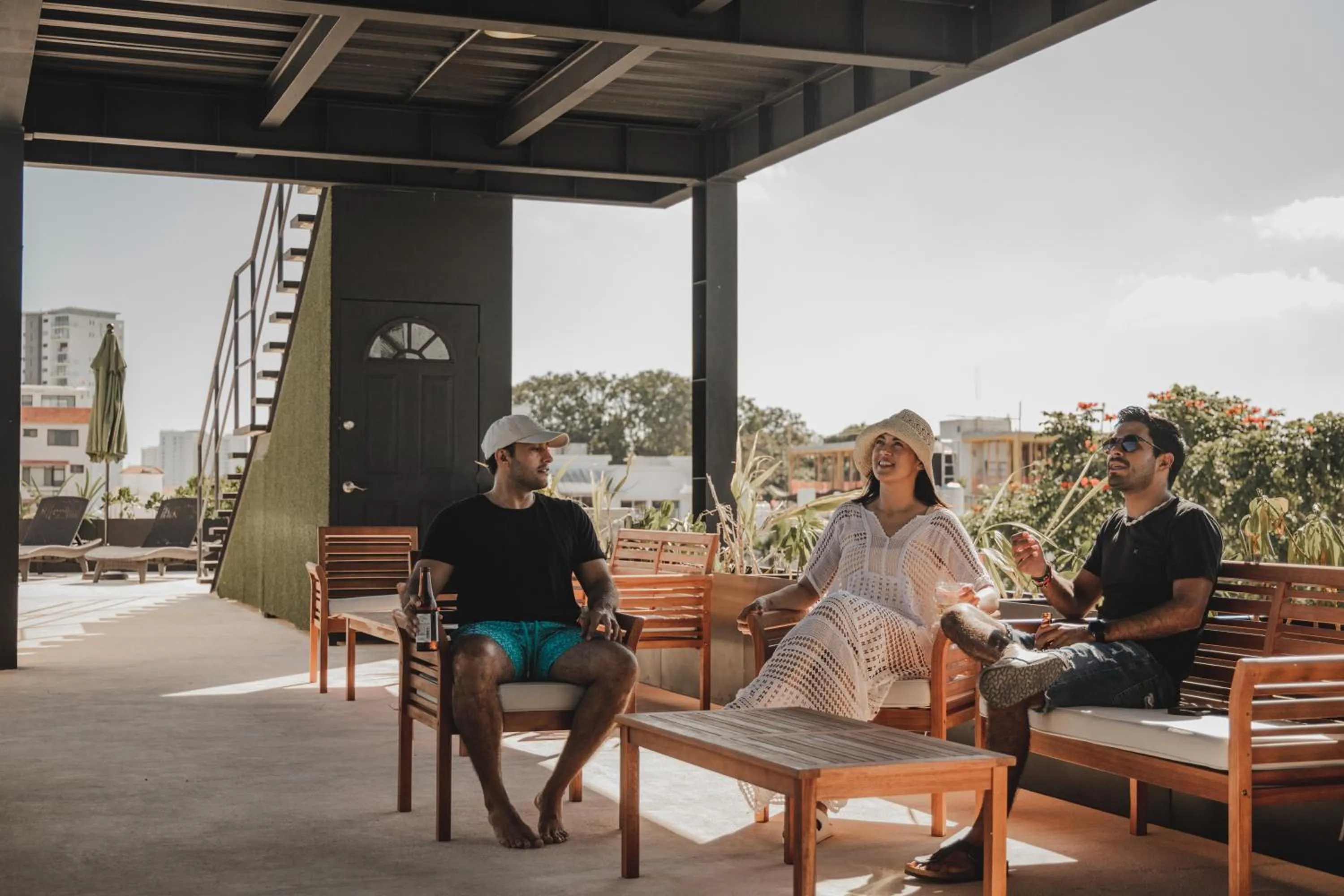 Patio in Caleta Hostel Rooftop & Pool