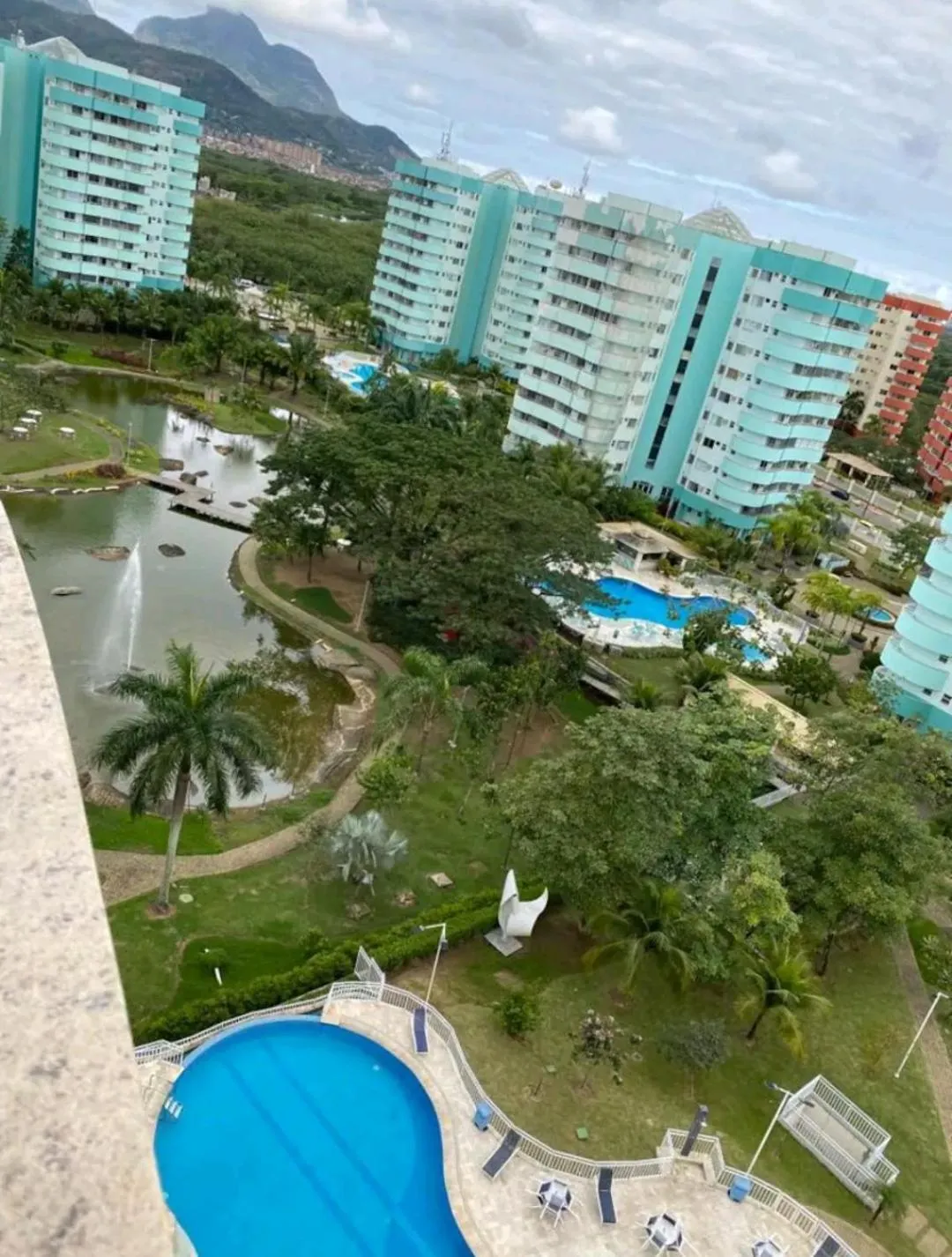 Mountain, lake and pool view apartment