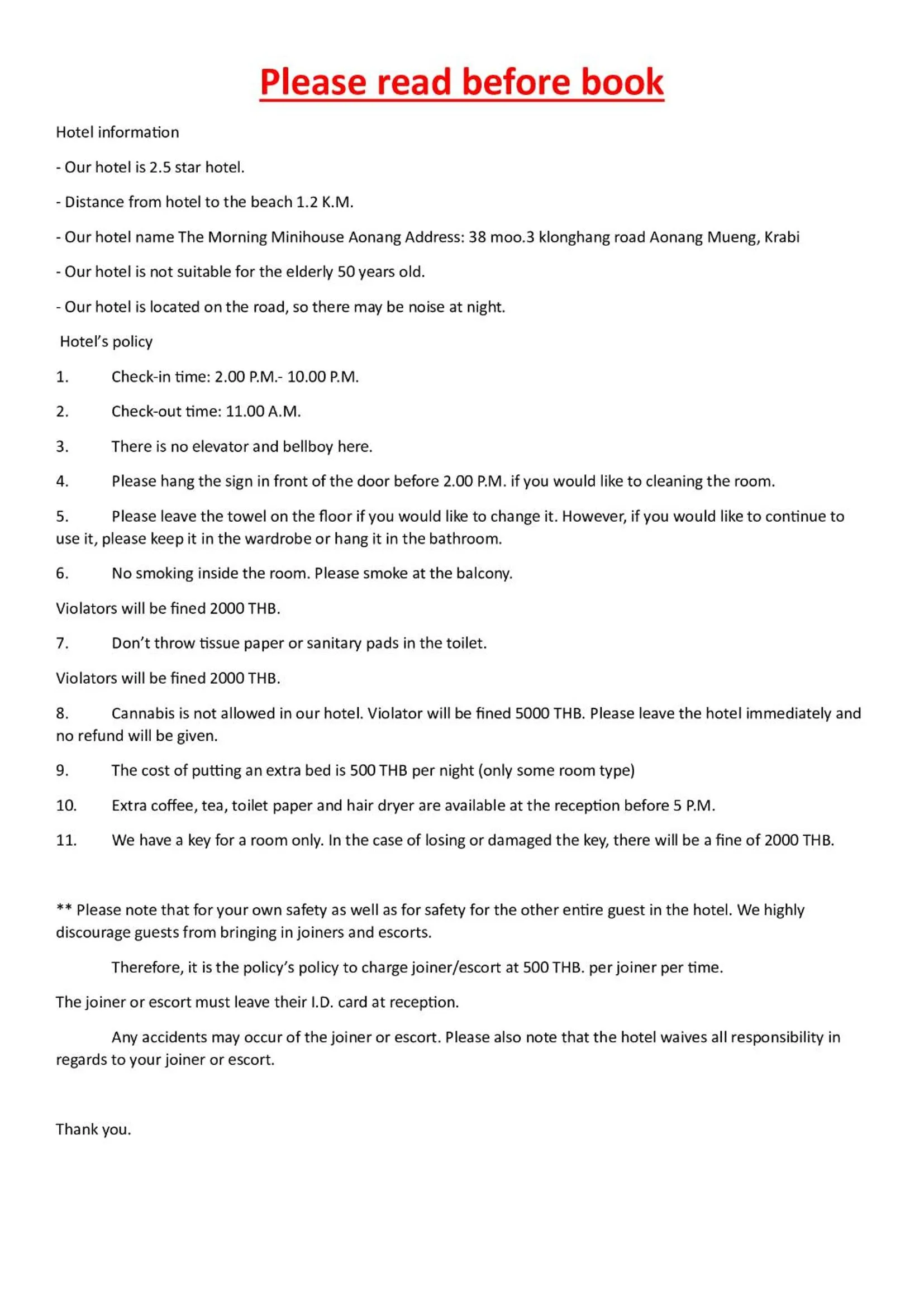 Text overlay in The Morning mini house aonang - 1500 meters from the beach