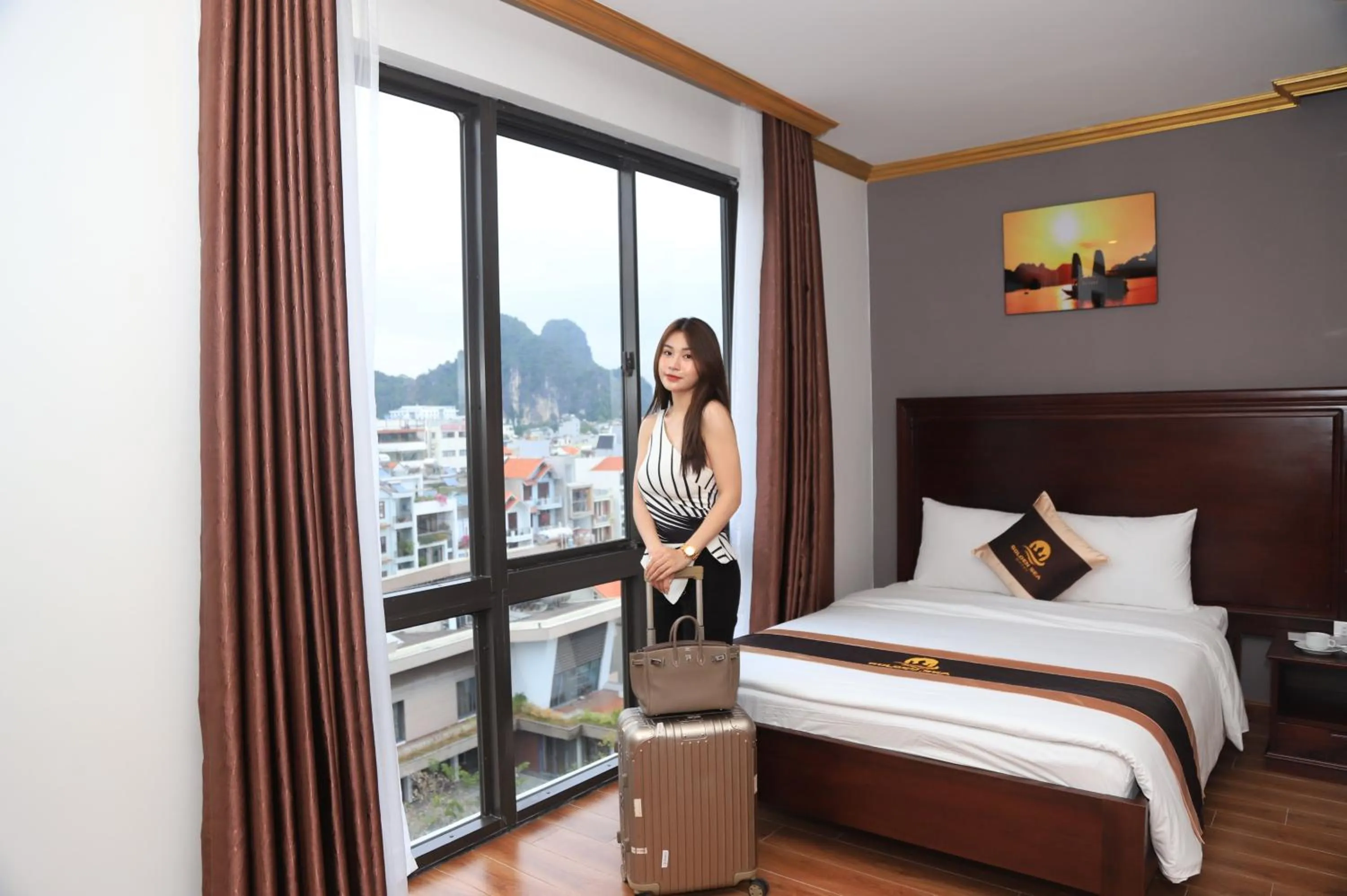 View (from property/room), Bed in Golden Sea HaLong Hotel