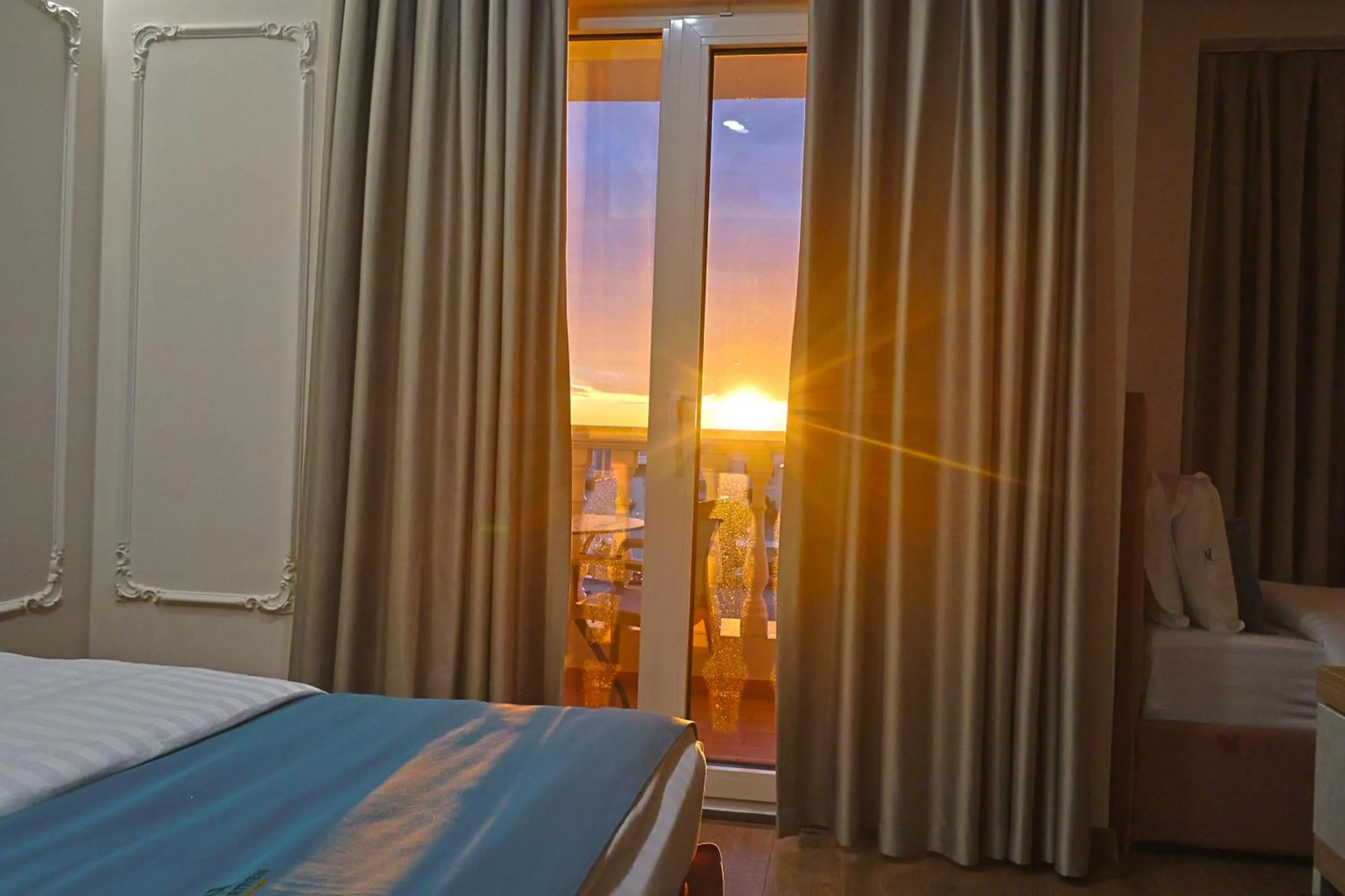 View (from property/room), Bed in Martiness Hotel Durres