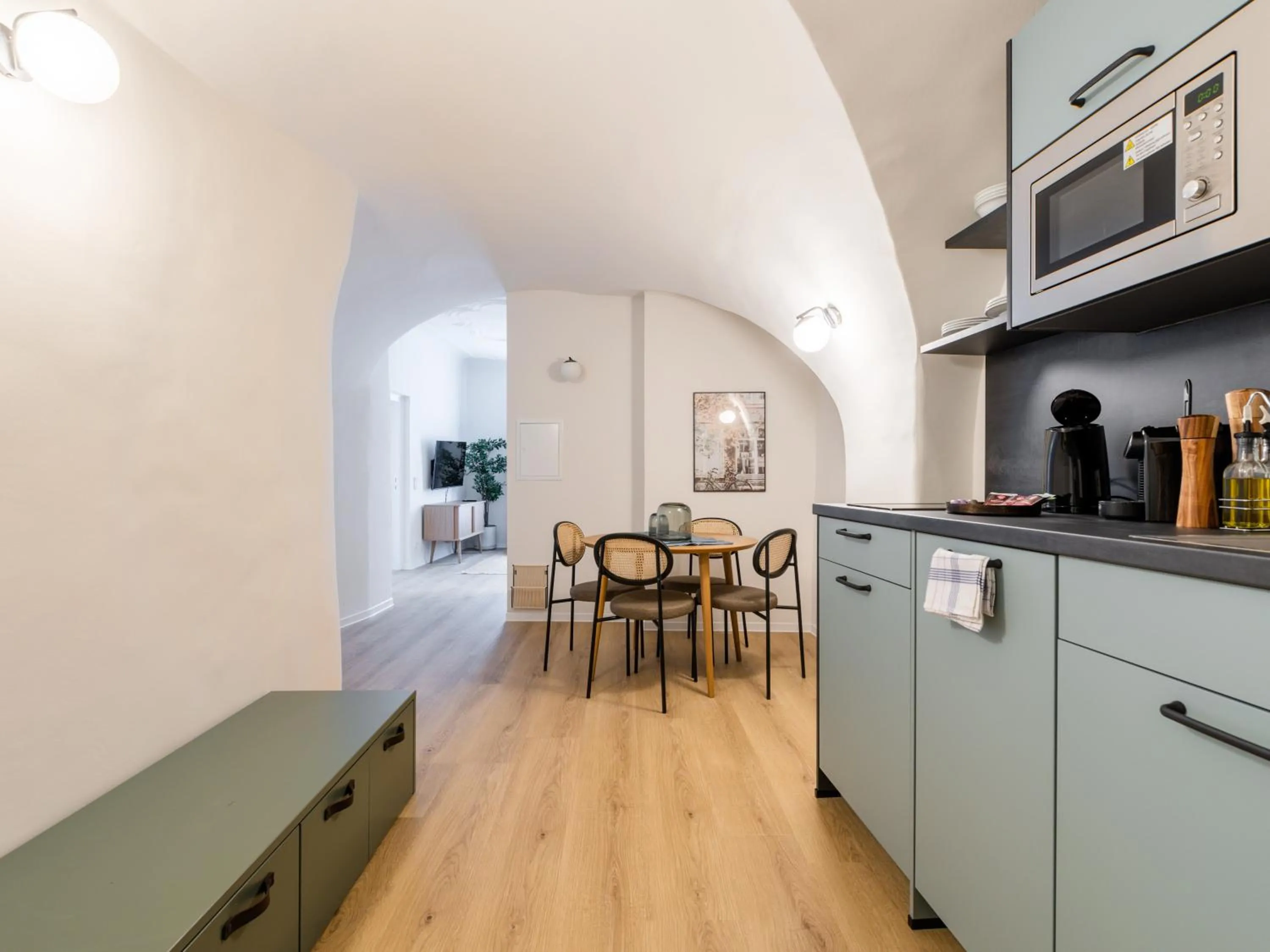 Kitchen or kitchenette in Limehome Klagenfurt Goessgasse