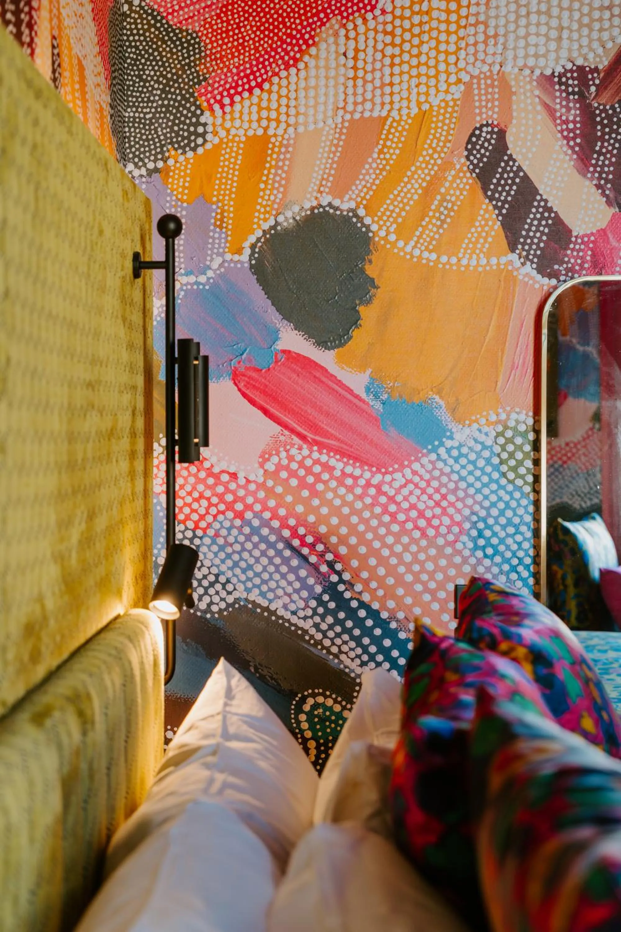 Decorative detail, Bed in The Motley Hotel Richmond, Tapestry Collection by Hilton