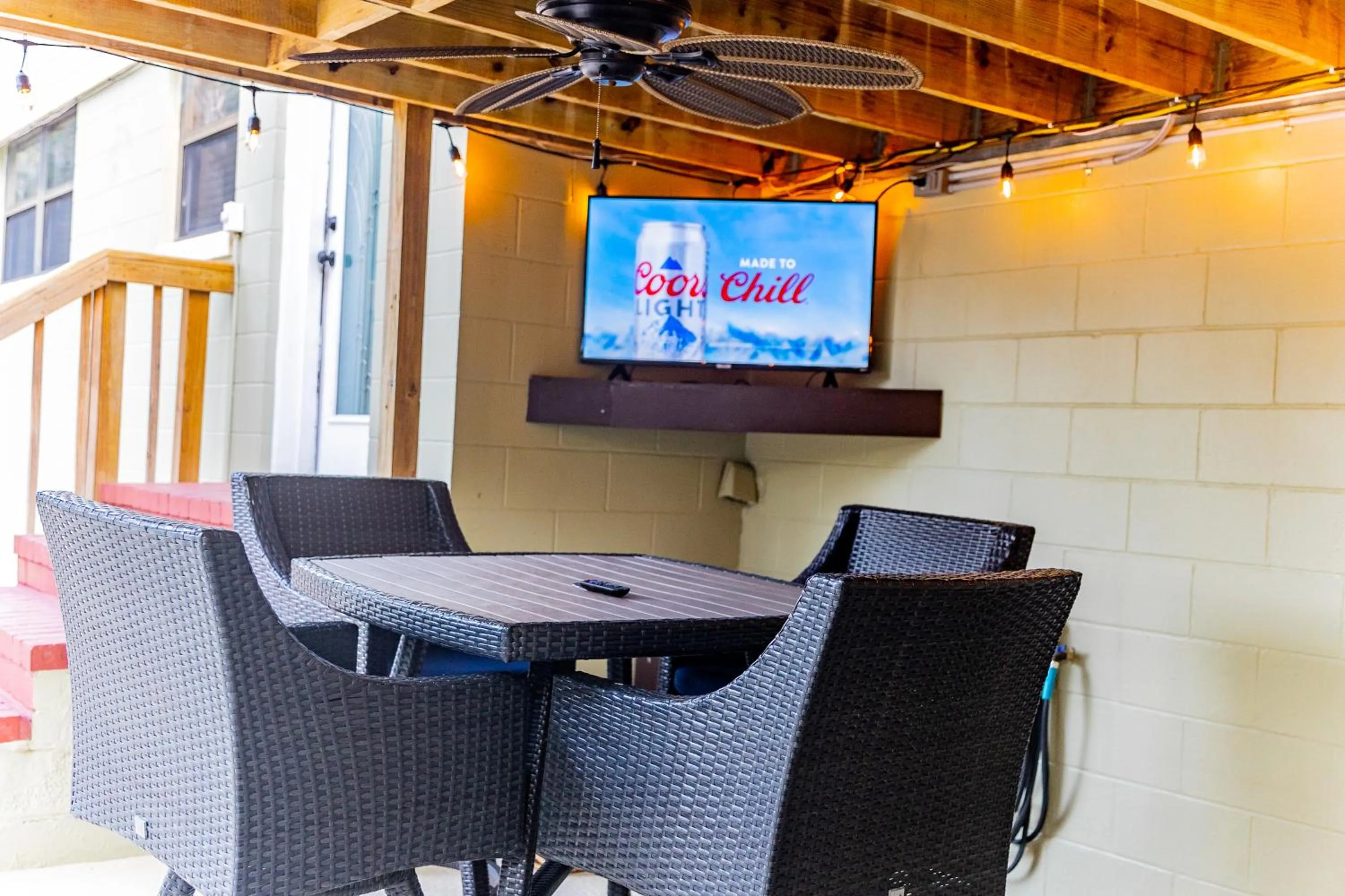 Patio in Pool & Hot Tub Home w Game Room! 1 Mile to Beach!