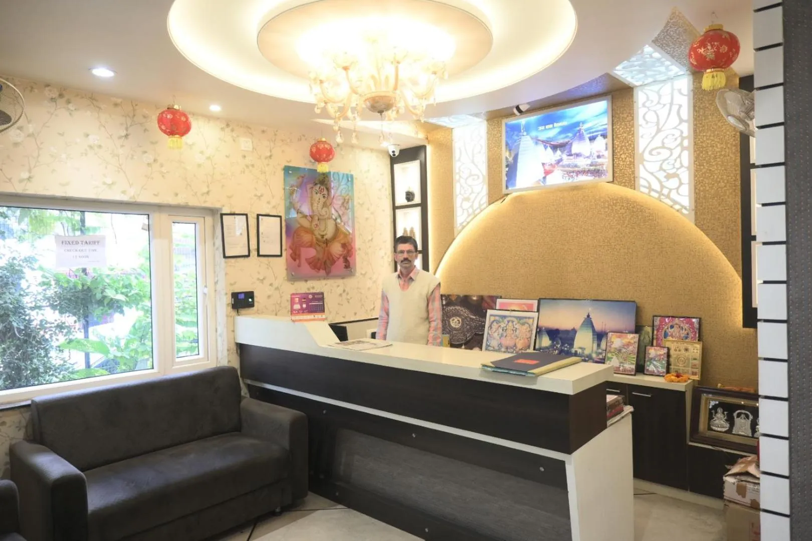 Seating area in Hotel Bharati