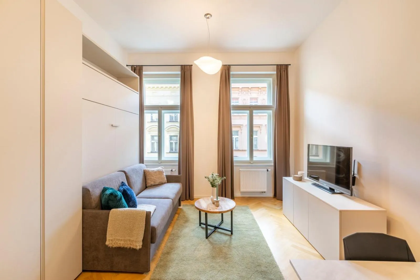 TV and multimedia, Bed in Petrin Tower Residence