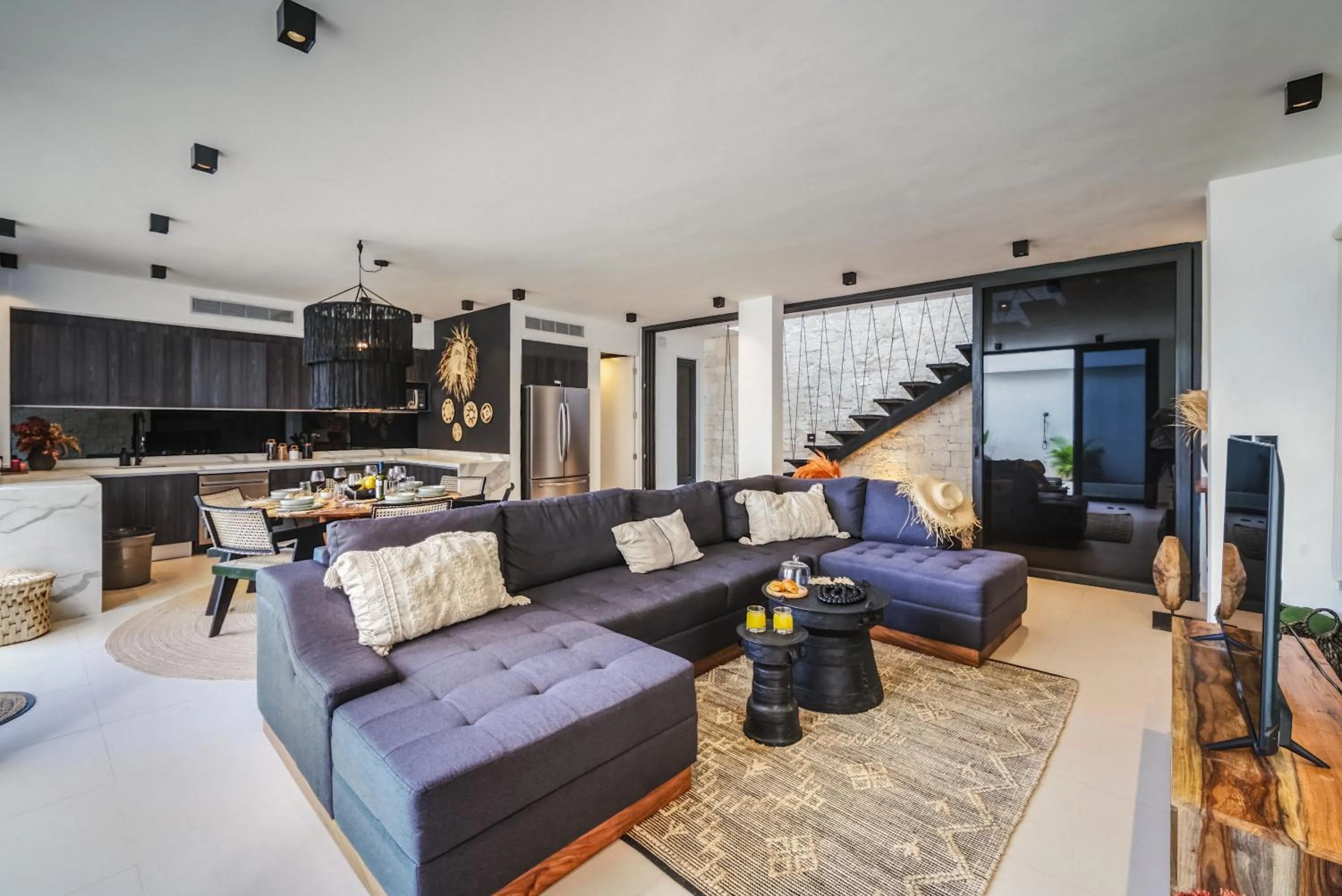 Living room in 2BR Coworking Freestanding Bathtub Private Pool