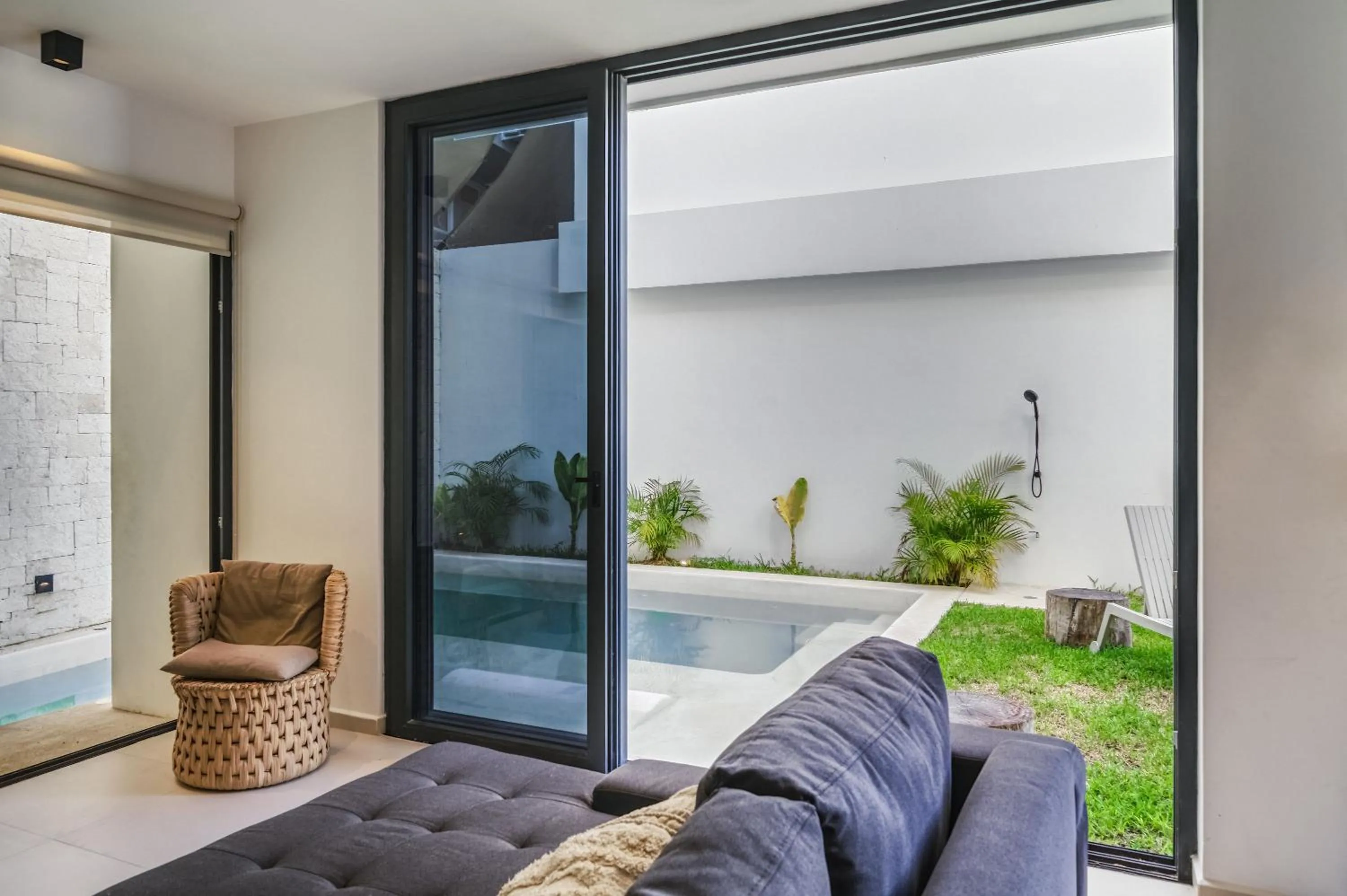 Living room in 2BR Coworking Freestanding Bathtub Private Pool