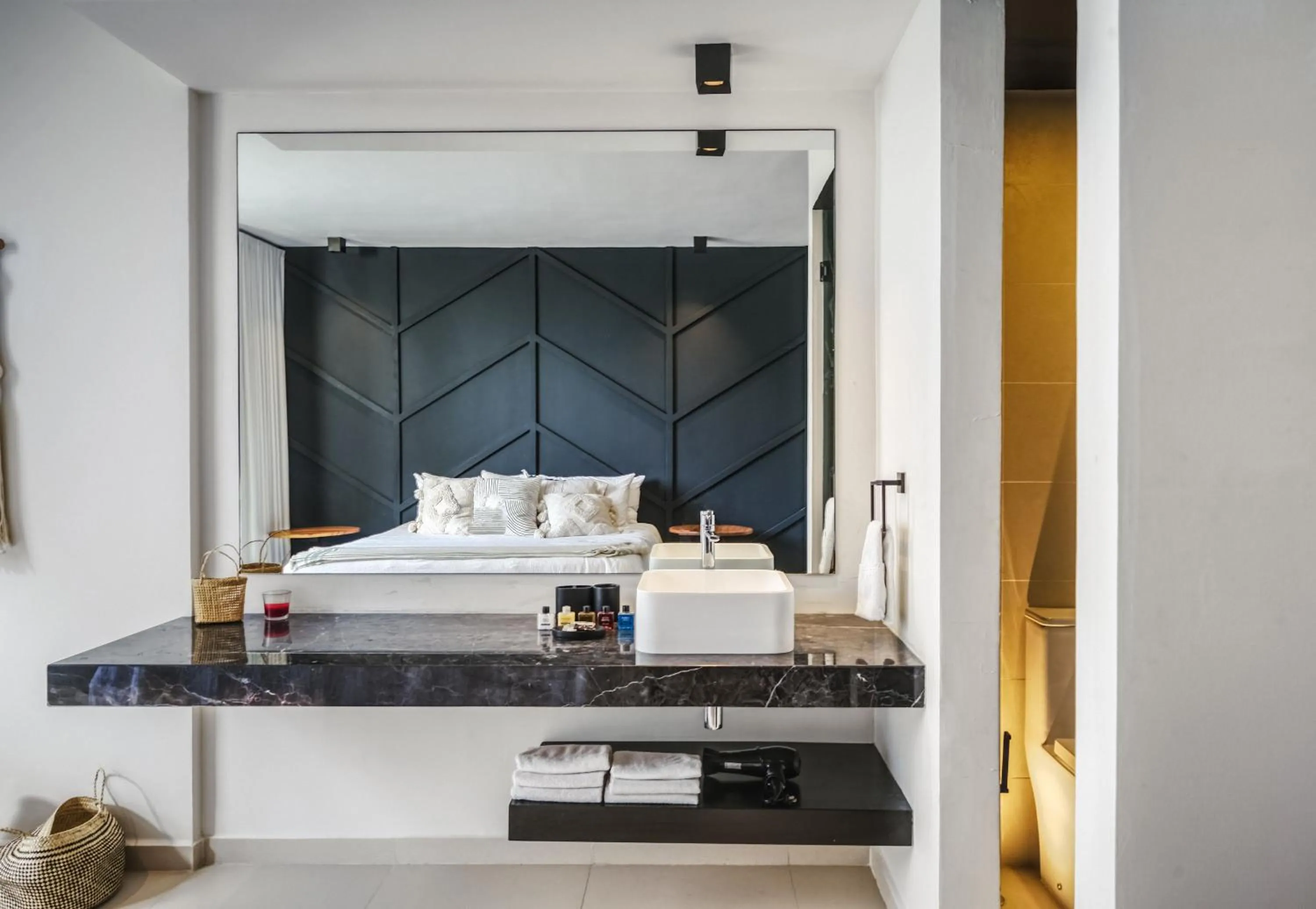 Bedroom in 2BR Coworking Freestanding Bathtub Private Pool