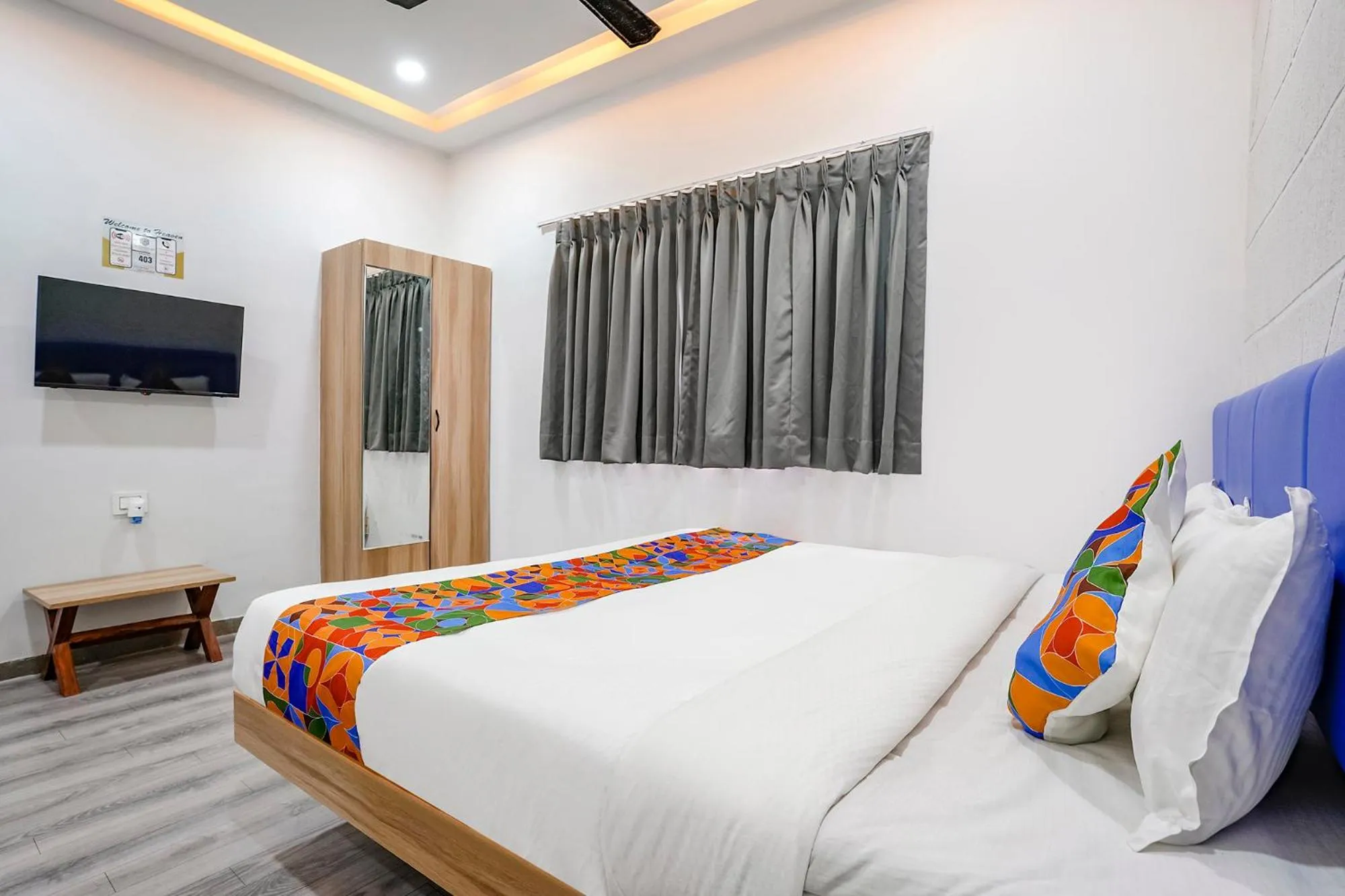 Communal lounge/ TV room, Bed in FabHotel Vrundavan - Nr Sargam Shopping Center