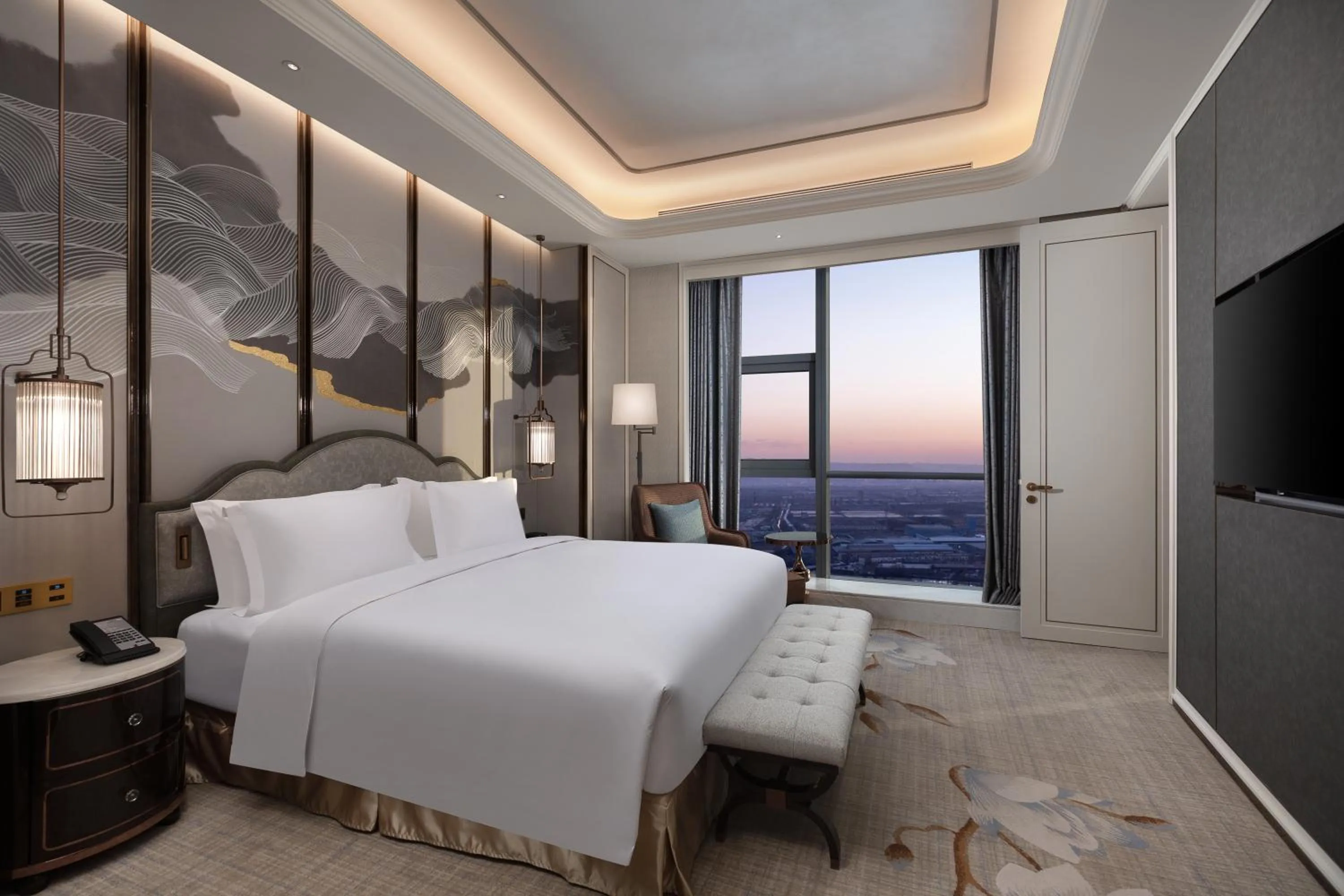 Bedroom, Bed in Wyndham Grand Shanxi Xiaohe Xincheng