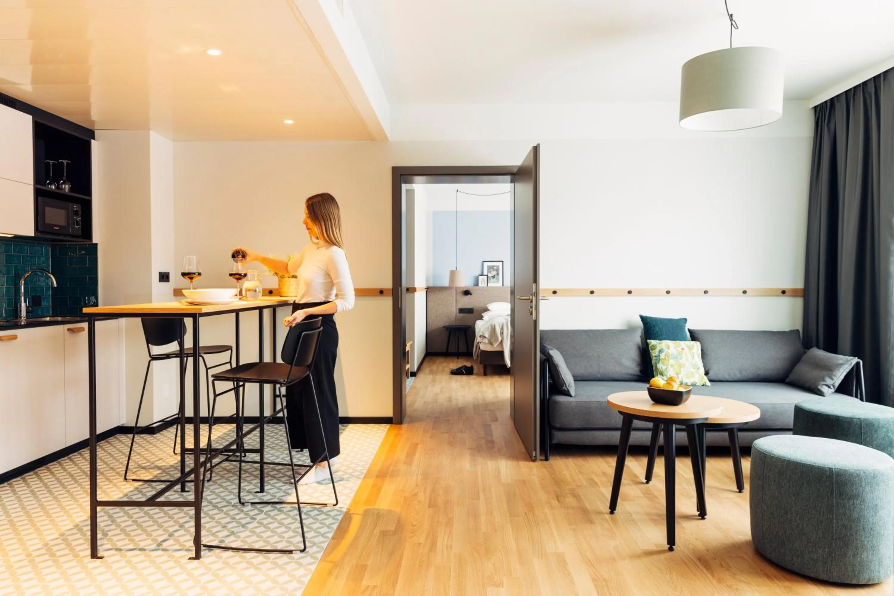 Seating area in harry's home Villach hotel & apartments