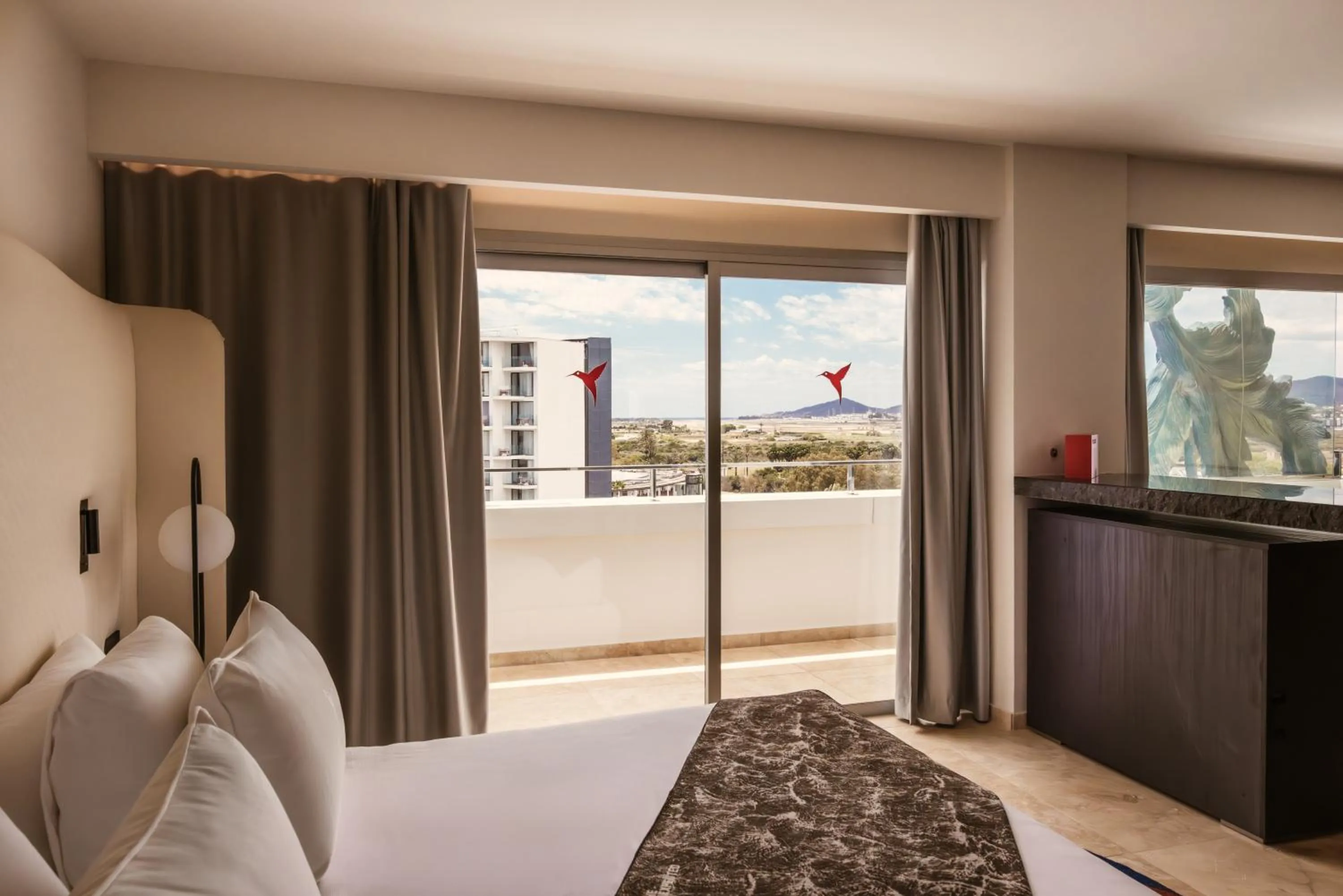 View (from property/room), Bed in The Unexpected Ibiza Hotel - Ushuaïa Club entrance included