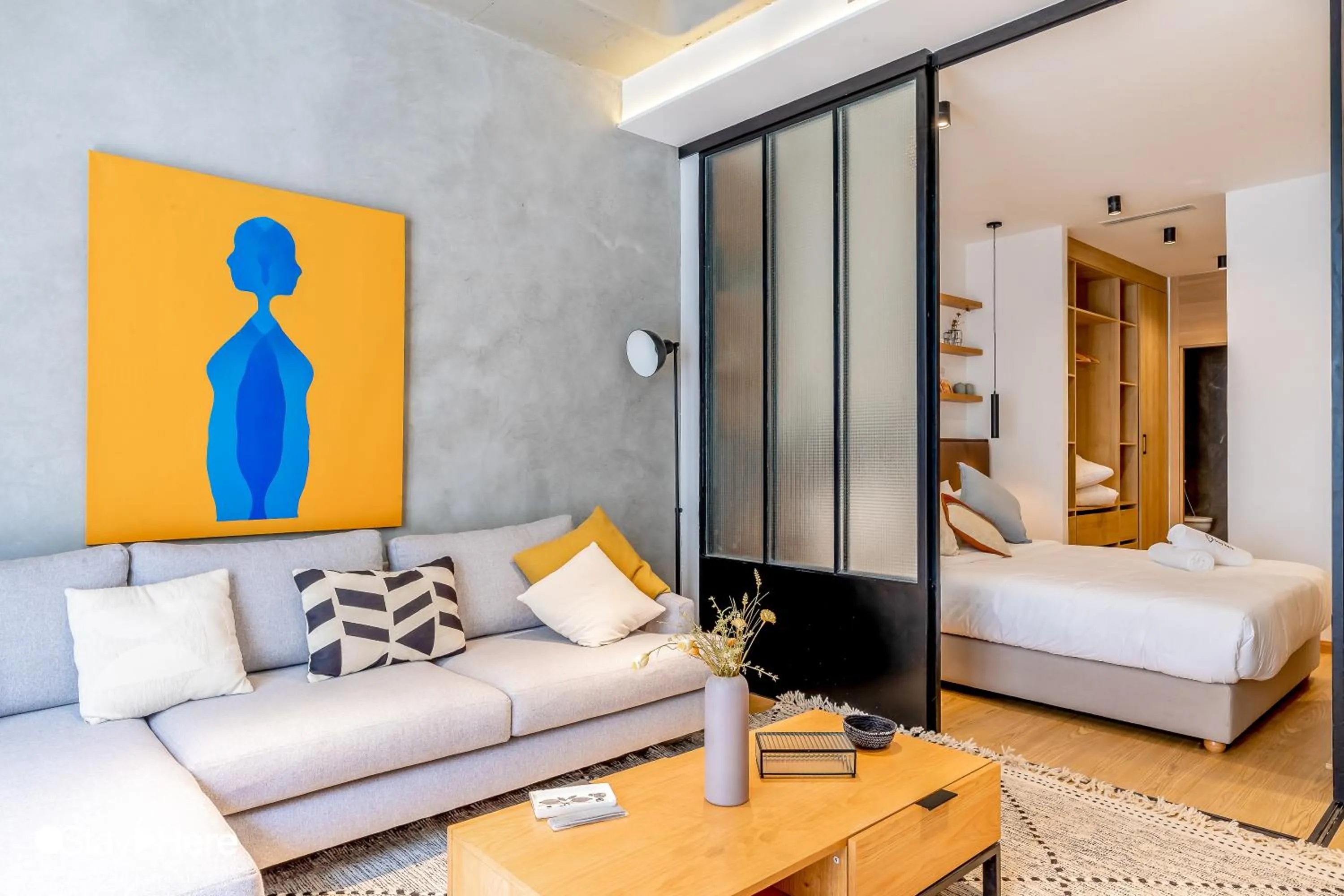 Seating area, Bed in Stayhere Casablanca - Gauthier 1 - Modern Residence