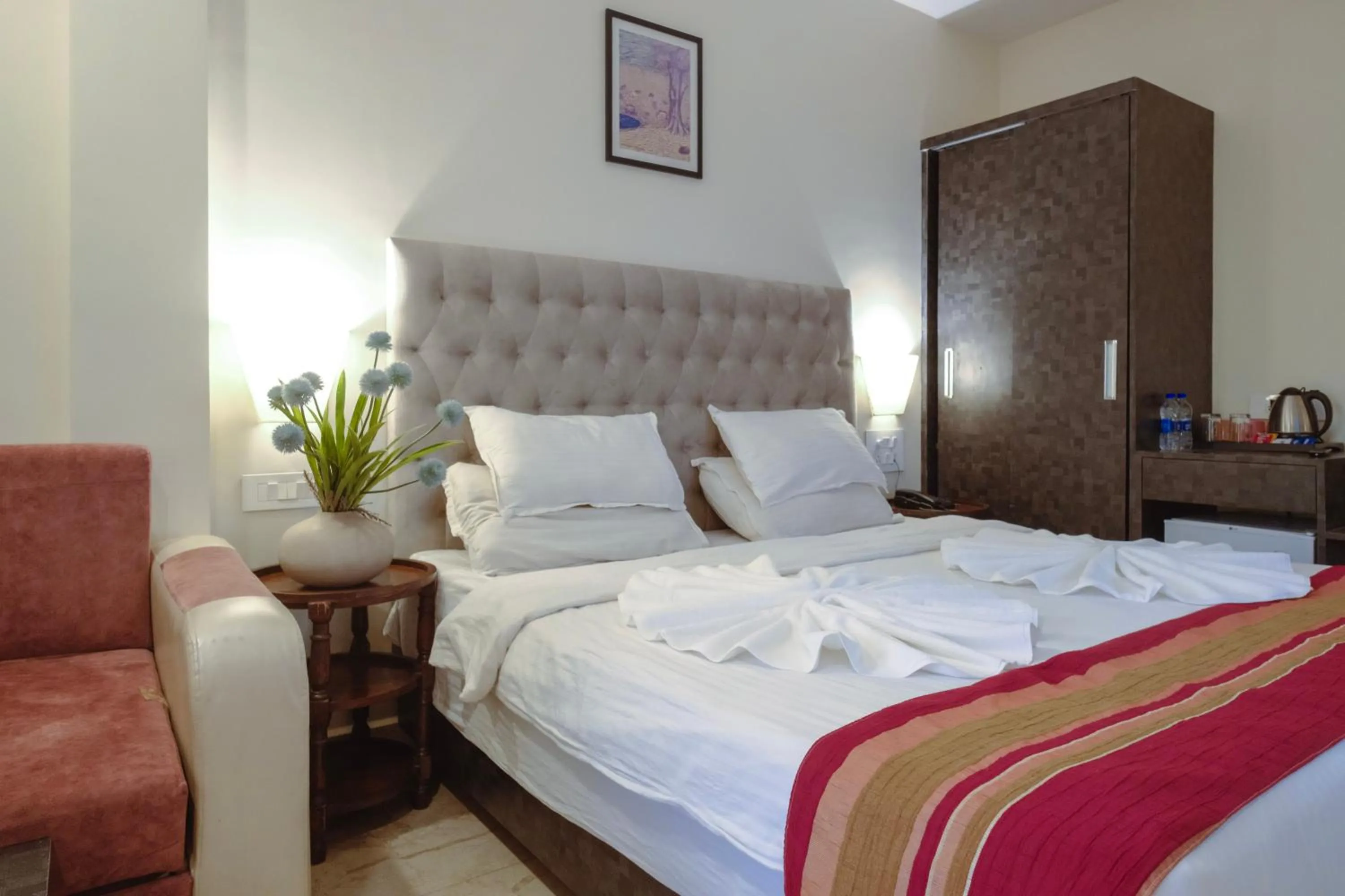 Seating area, Bed in The Verda De Miranda Resort Morjim North Goa