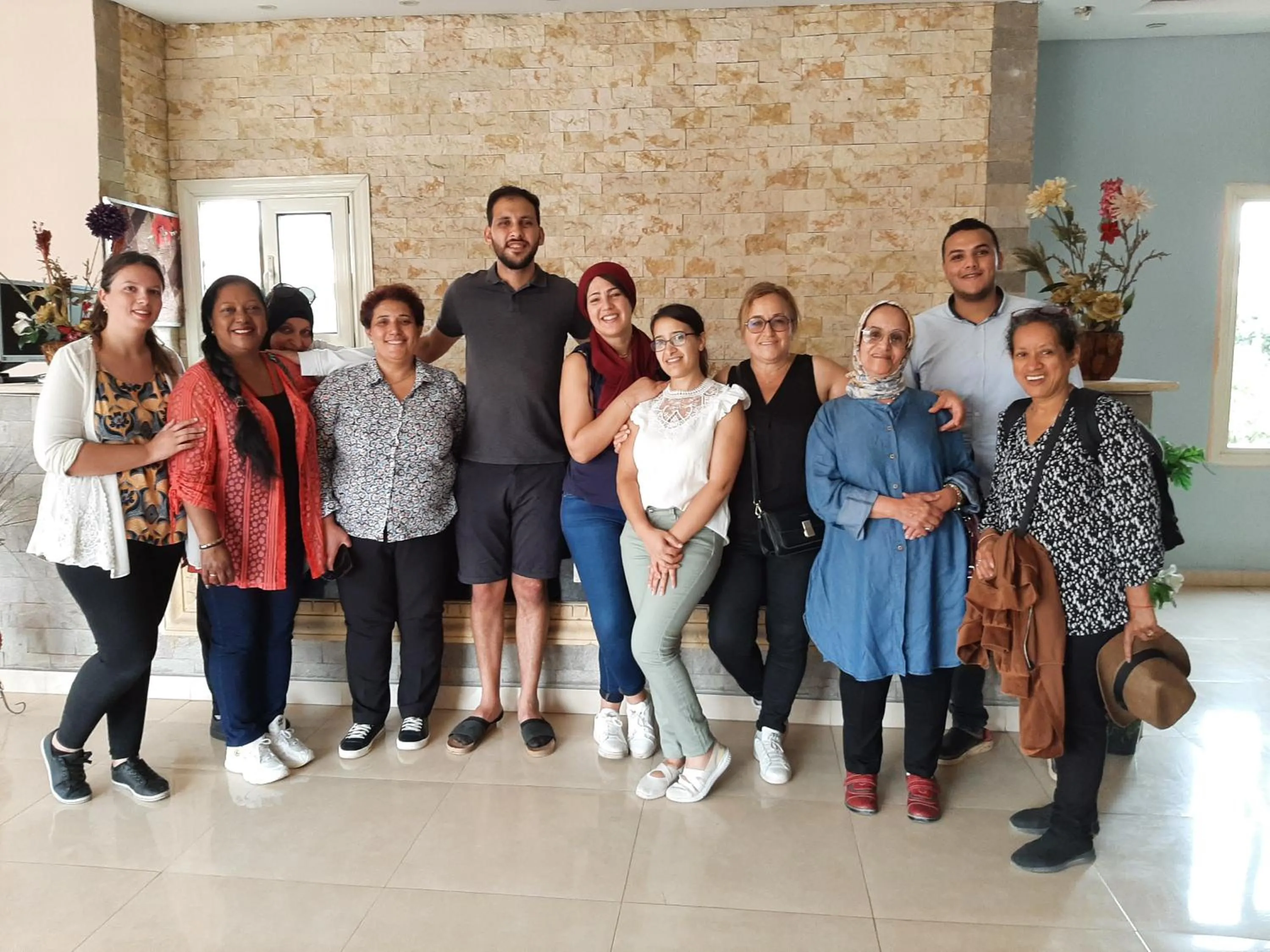 group of guests in Zeina pyramids view