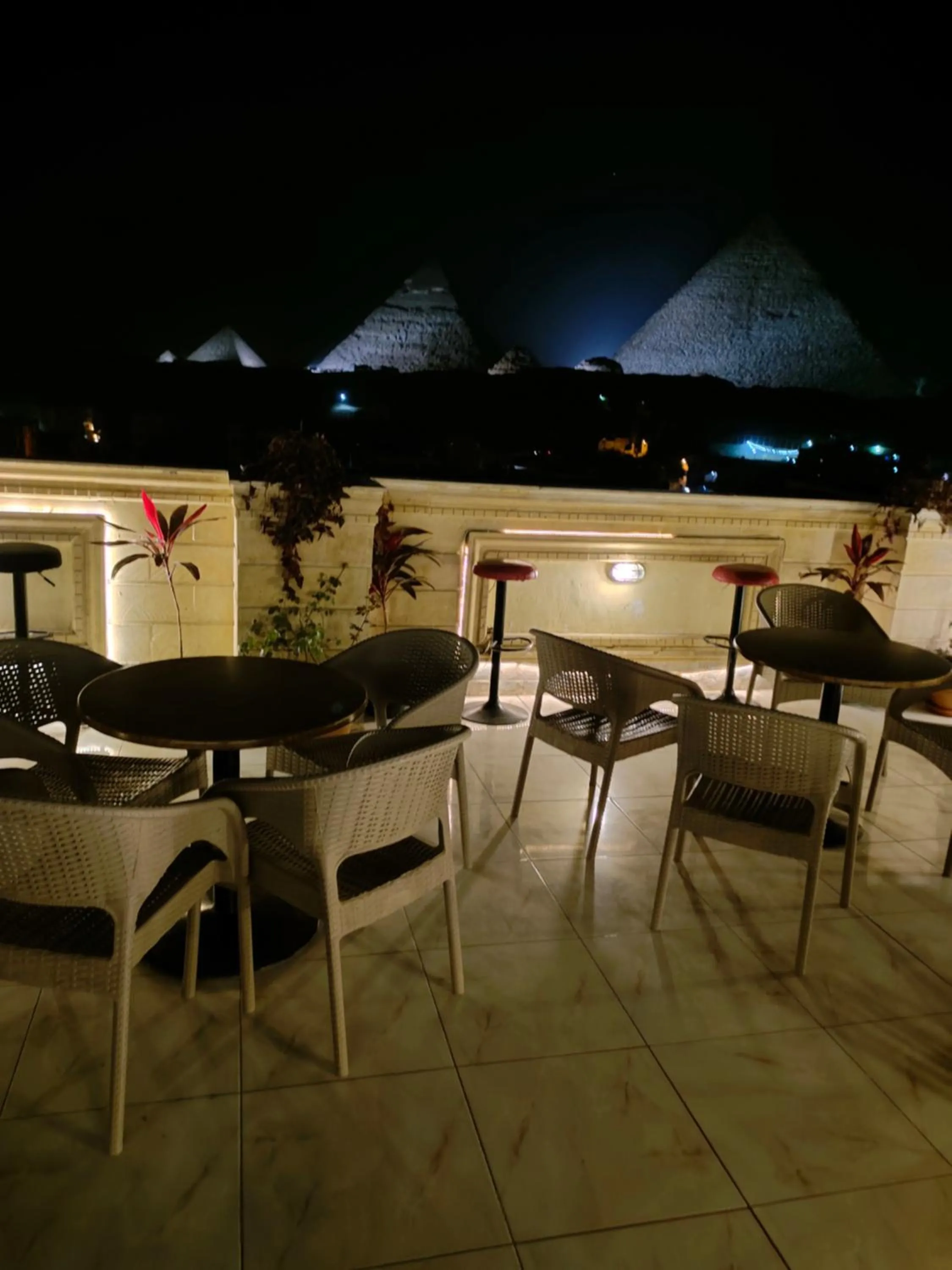 Night in Zeina pyramids view