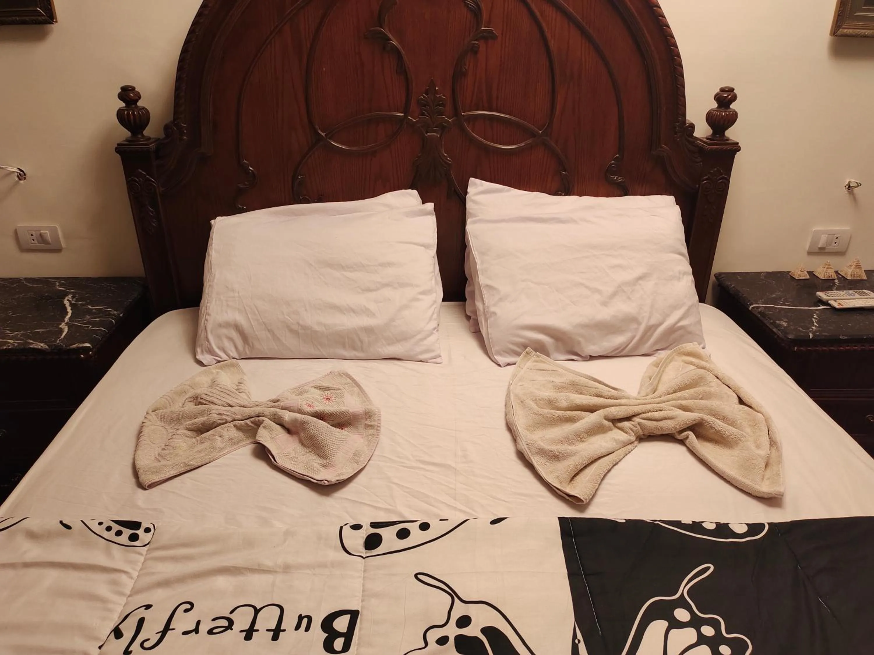 Bed in Zeina pyramids view