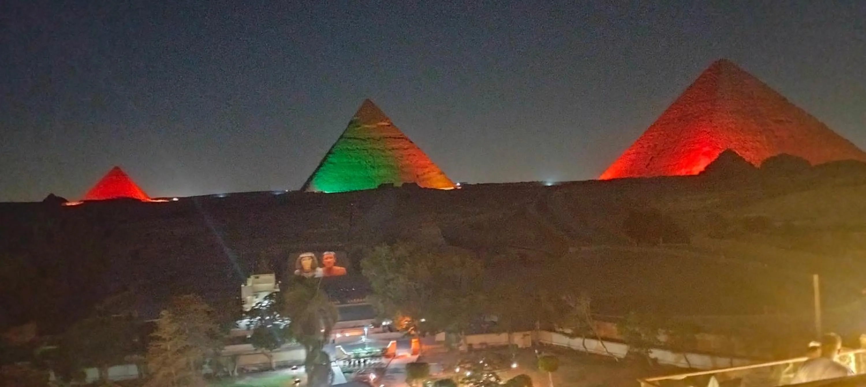 Night in Zeina pyramids view