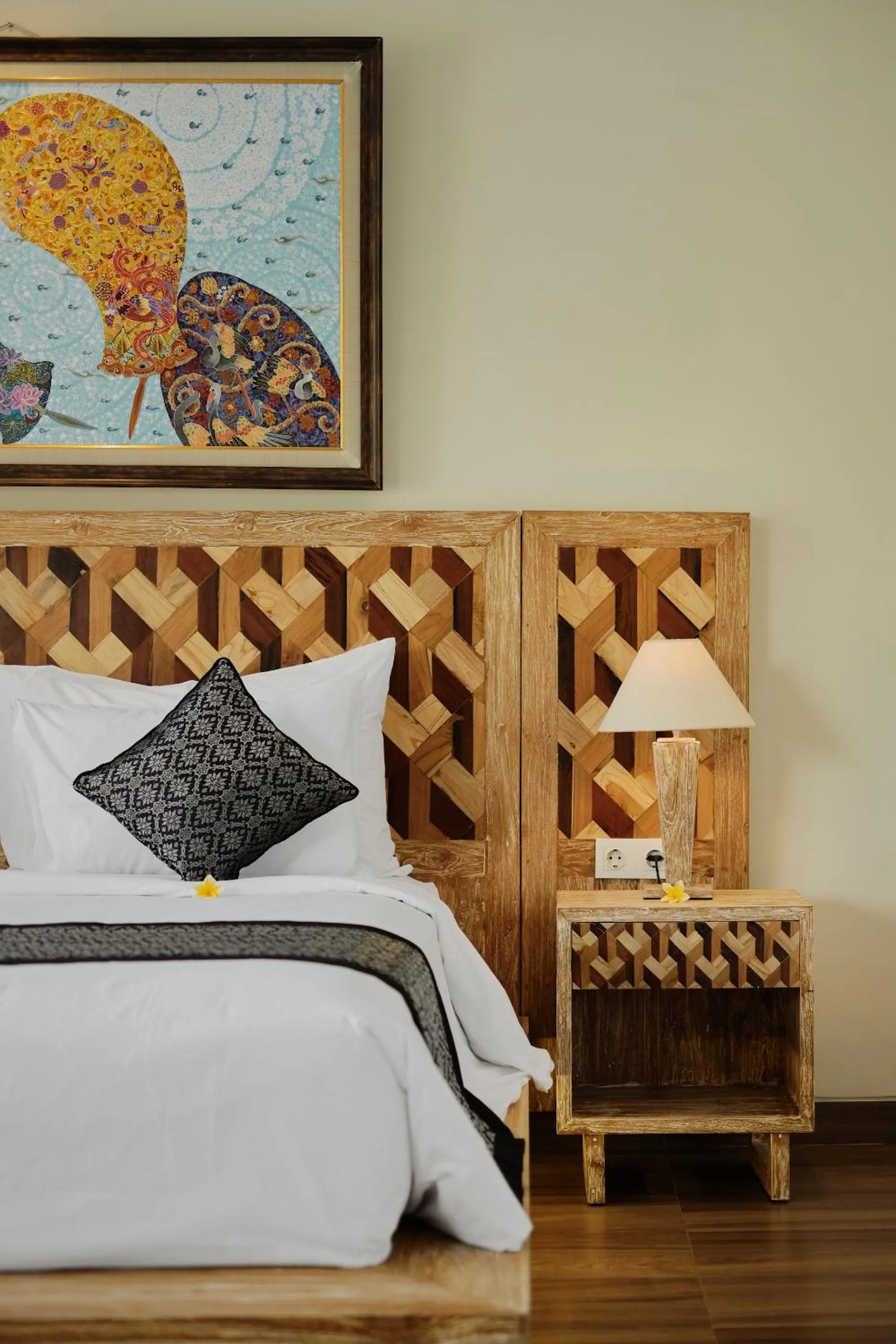 Decorative detail, Bed in Gynandha Ubud Cottage