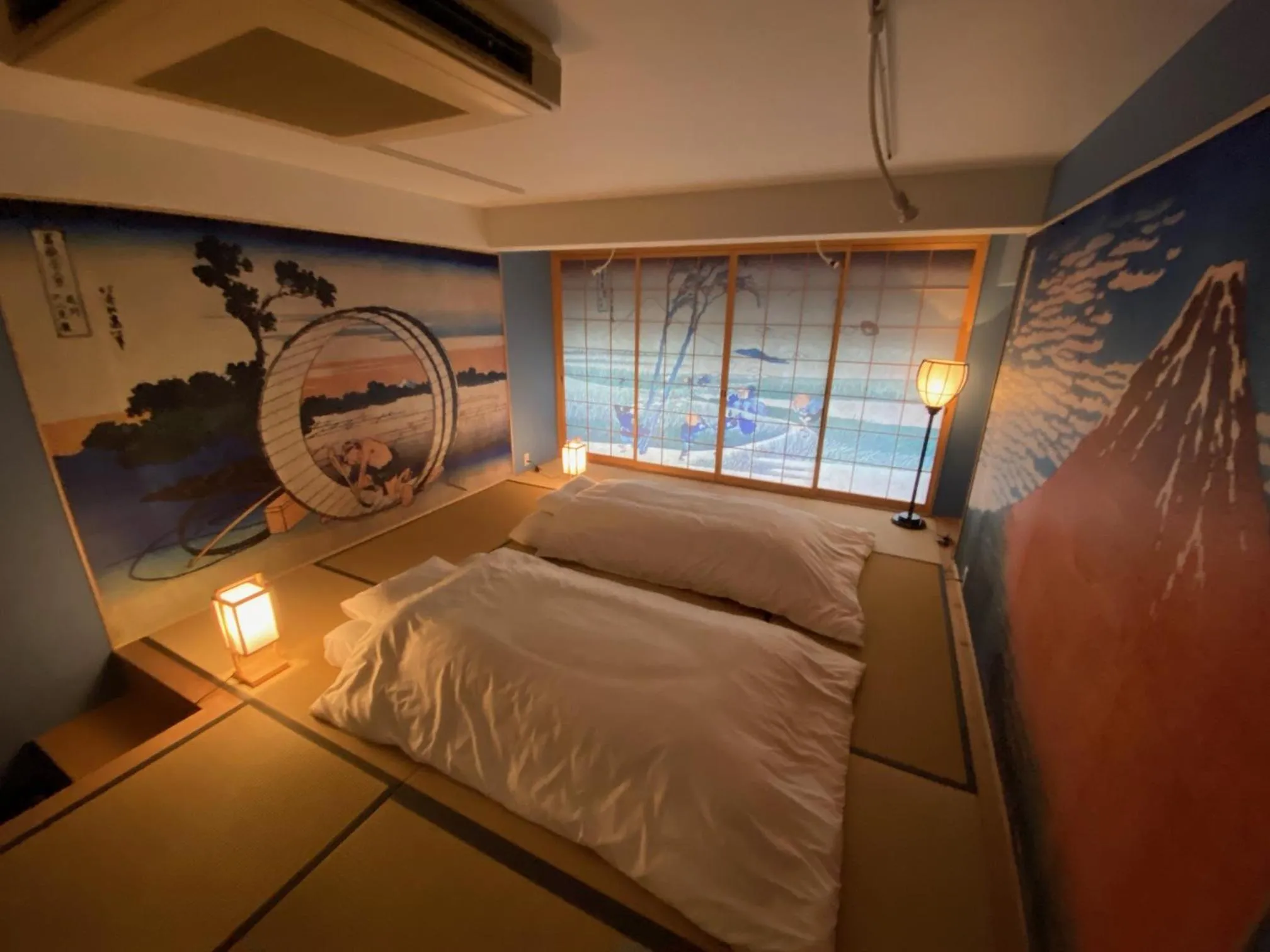 Bed in Osaka Ukiyoe Ryokan