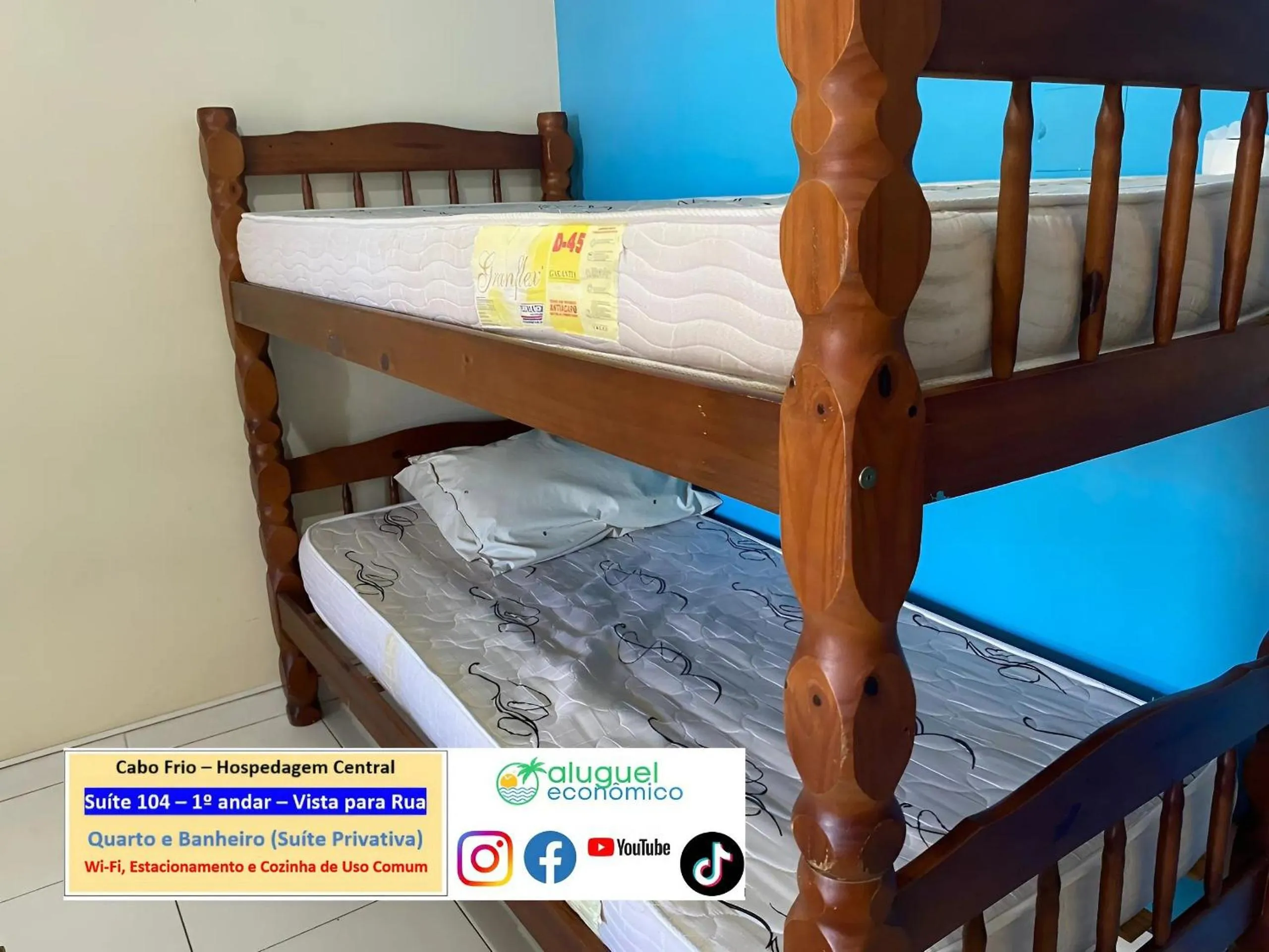 Bedroom, Bed in Cabo Frio - Hospedagem Central - Aluguel Econômico