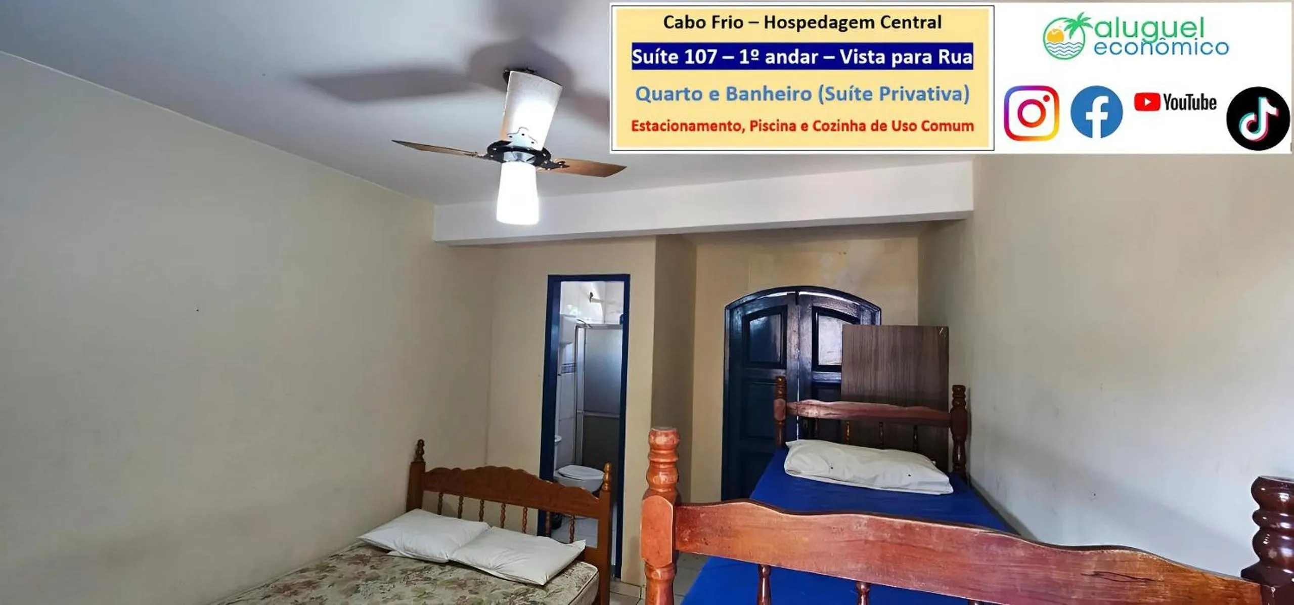Bedroom, Bed in Cabo Frio - Hospedagem Central - Aluguel Econômico