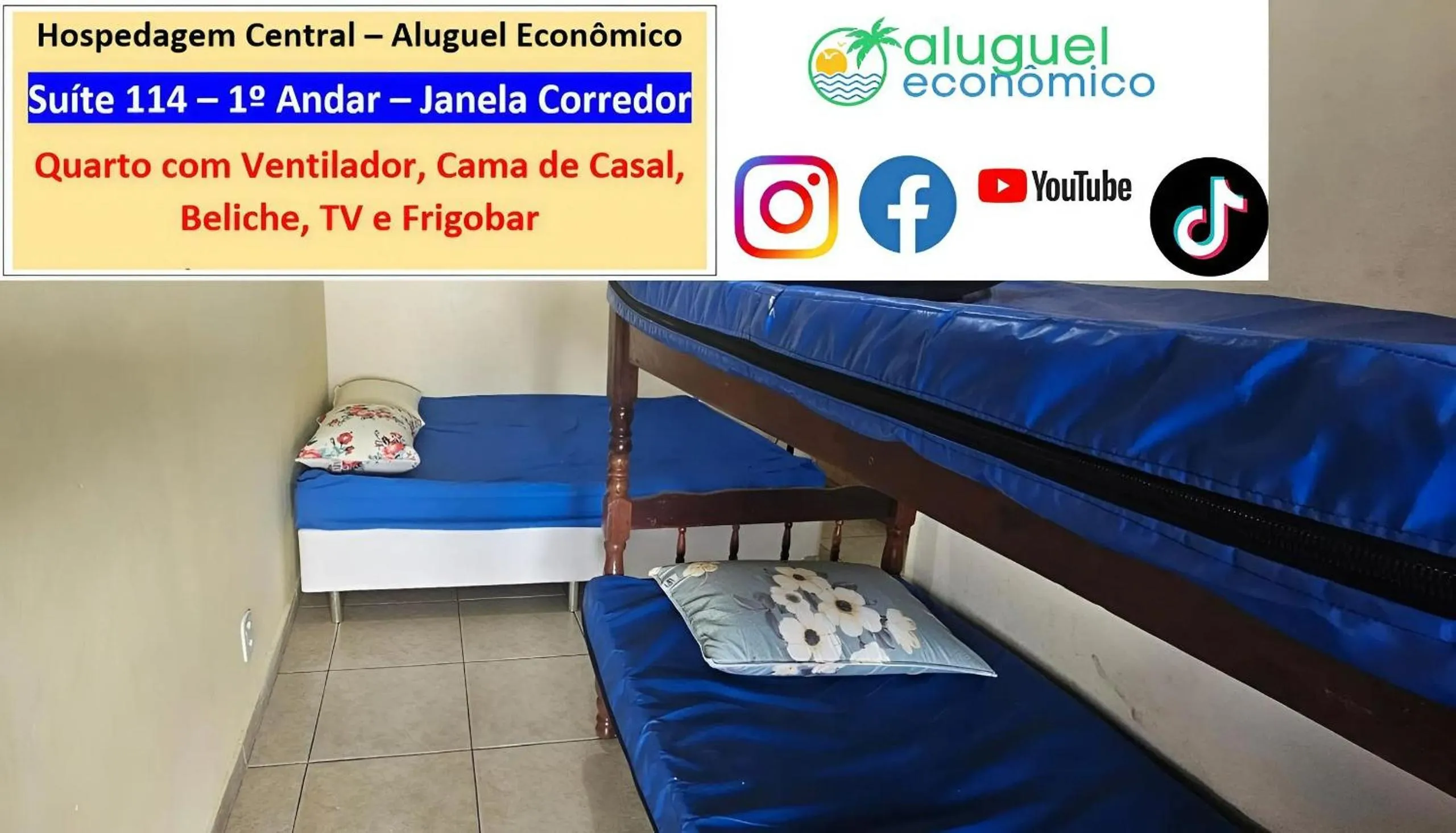 Bedroom, Bed in Cabo Frio - Hospedagem Central - Aluguel Econômico