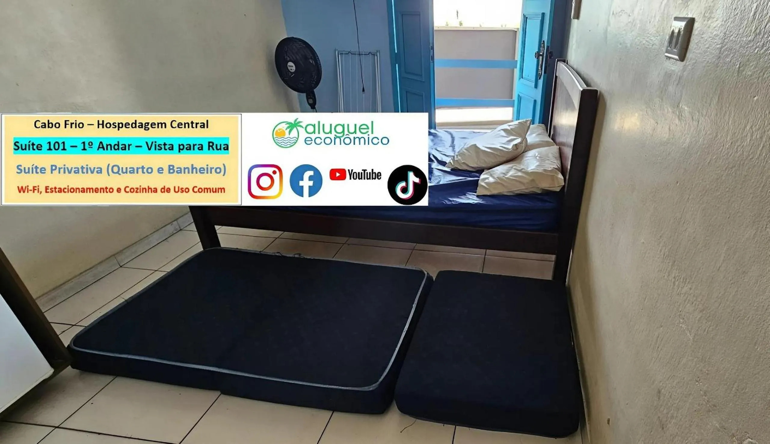 Bedroom in Cabo Frio - Hospedagem Central - Aluguel Econômico