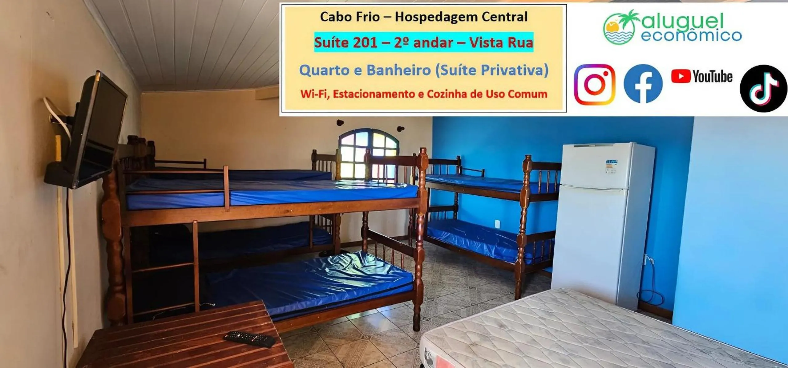 Bedroom, Bed in Cabo Frio - Hospedagem Central - Aluguel Econômico