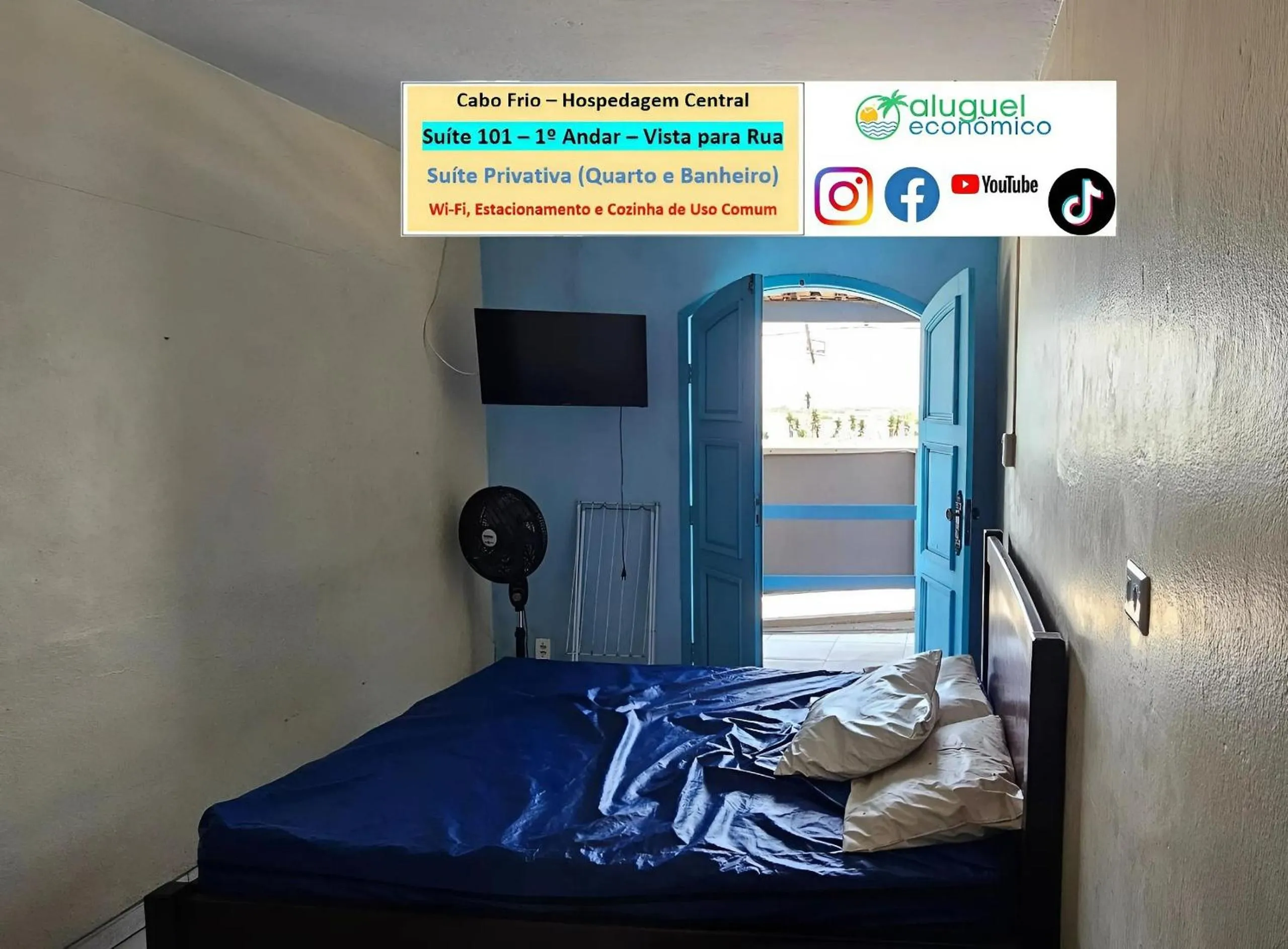 Bedroom, Bed in Cabo Frio - Hospedagem Central - Aluguel Econômico